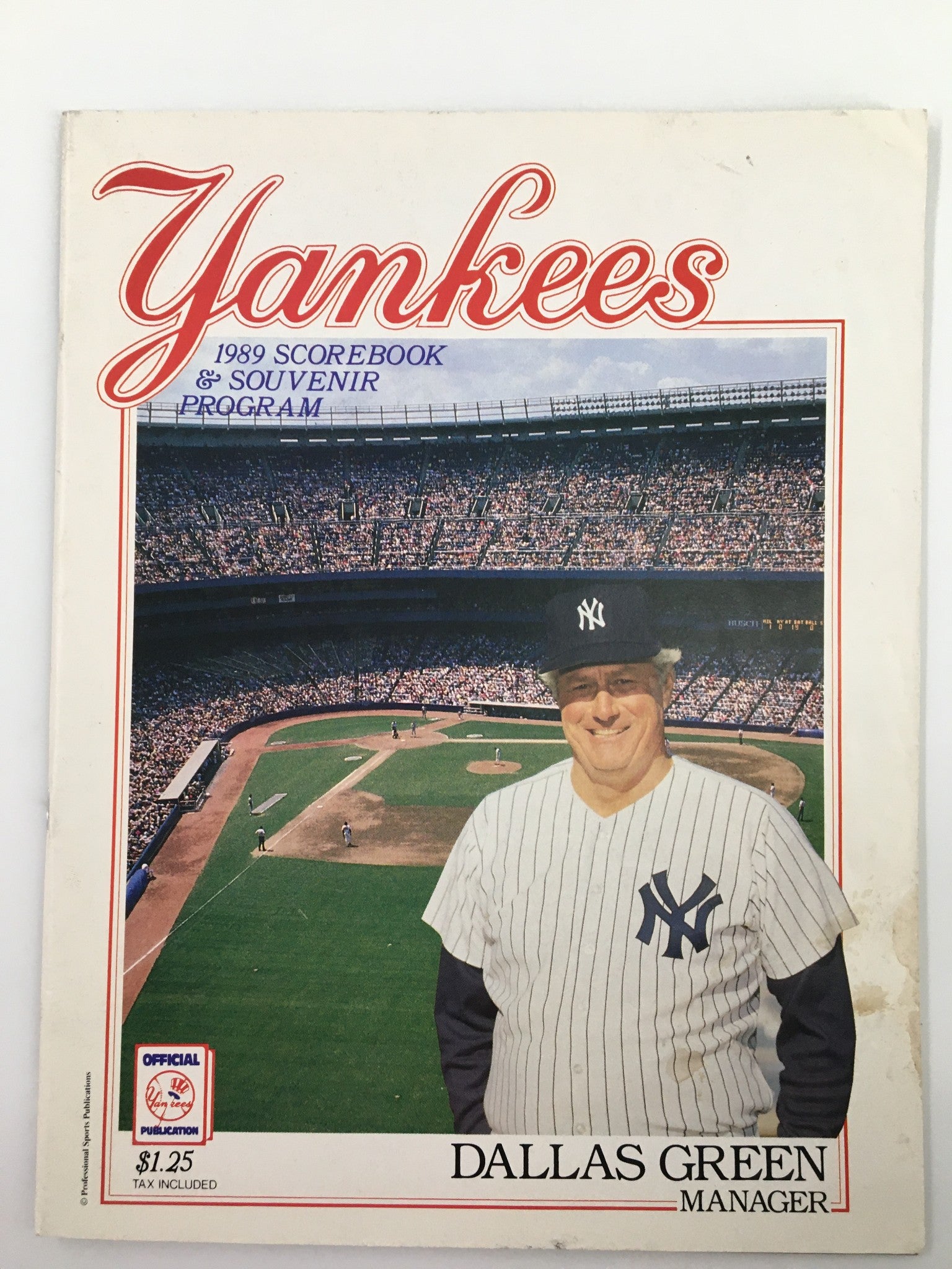 1989 New York Yankees Scorebook & Souvenir Program Dallas Green No Label