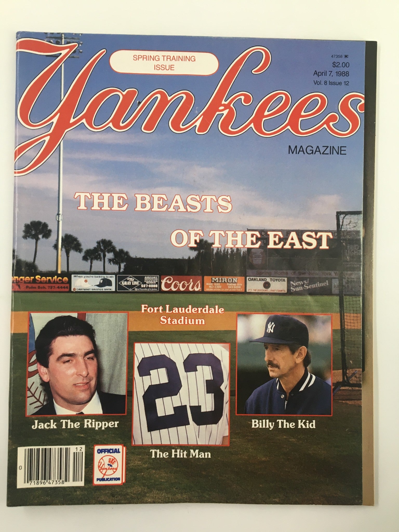 VTG Yankees Magazine April 7 1988 Jack Clark, Will Wagner No Label