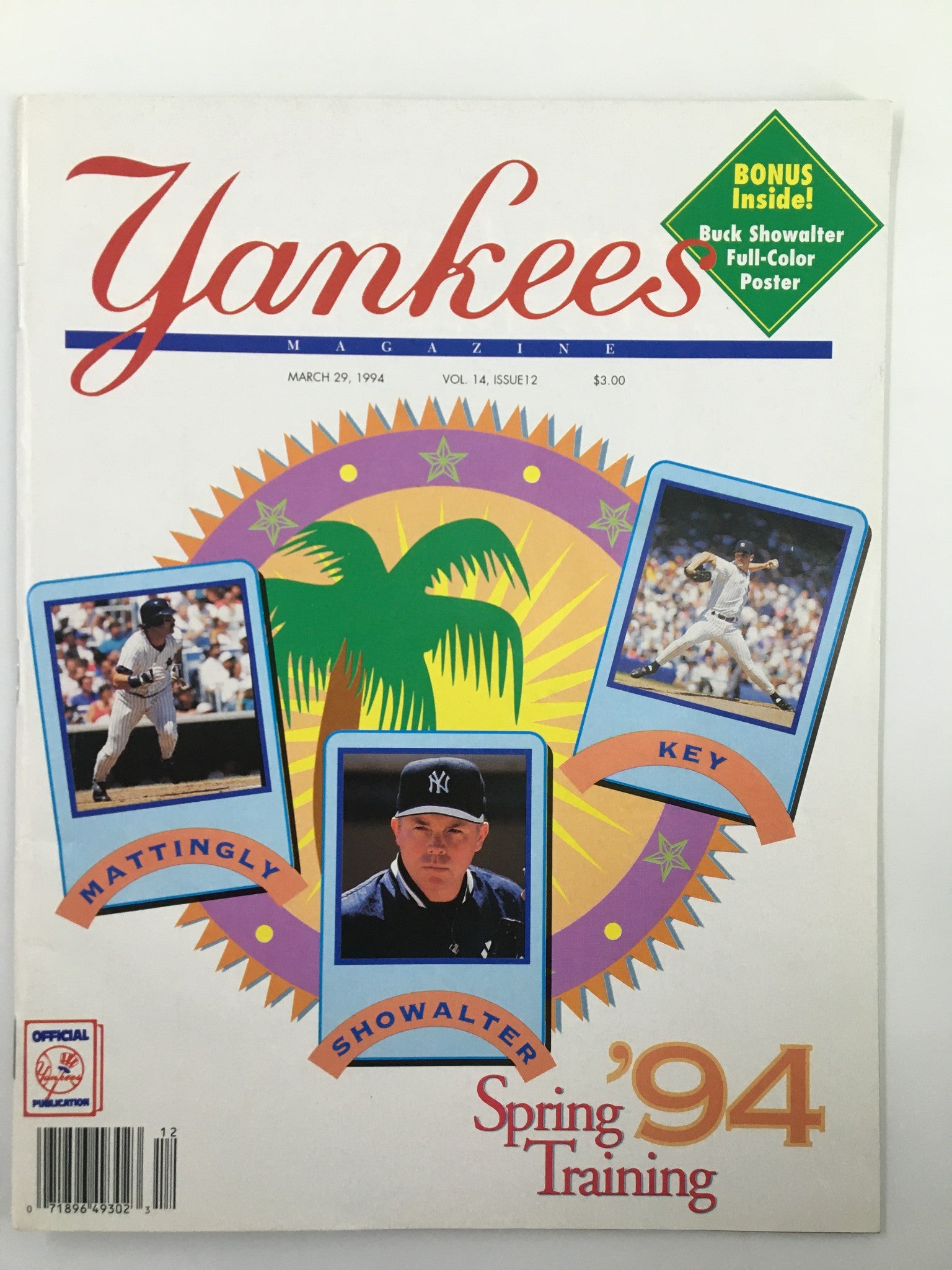 Yankees Magazine March 29 1994 Mattingly, Showalter and Key No Label