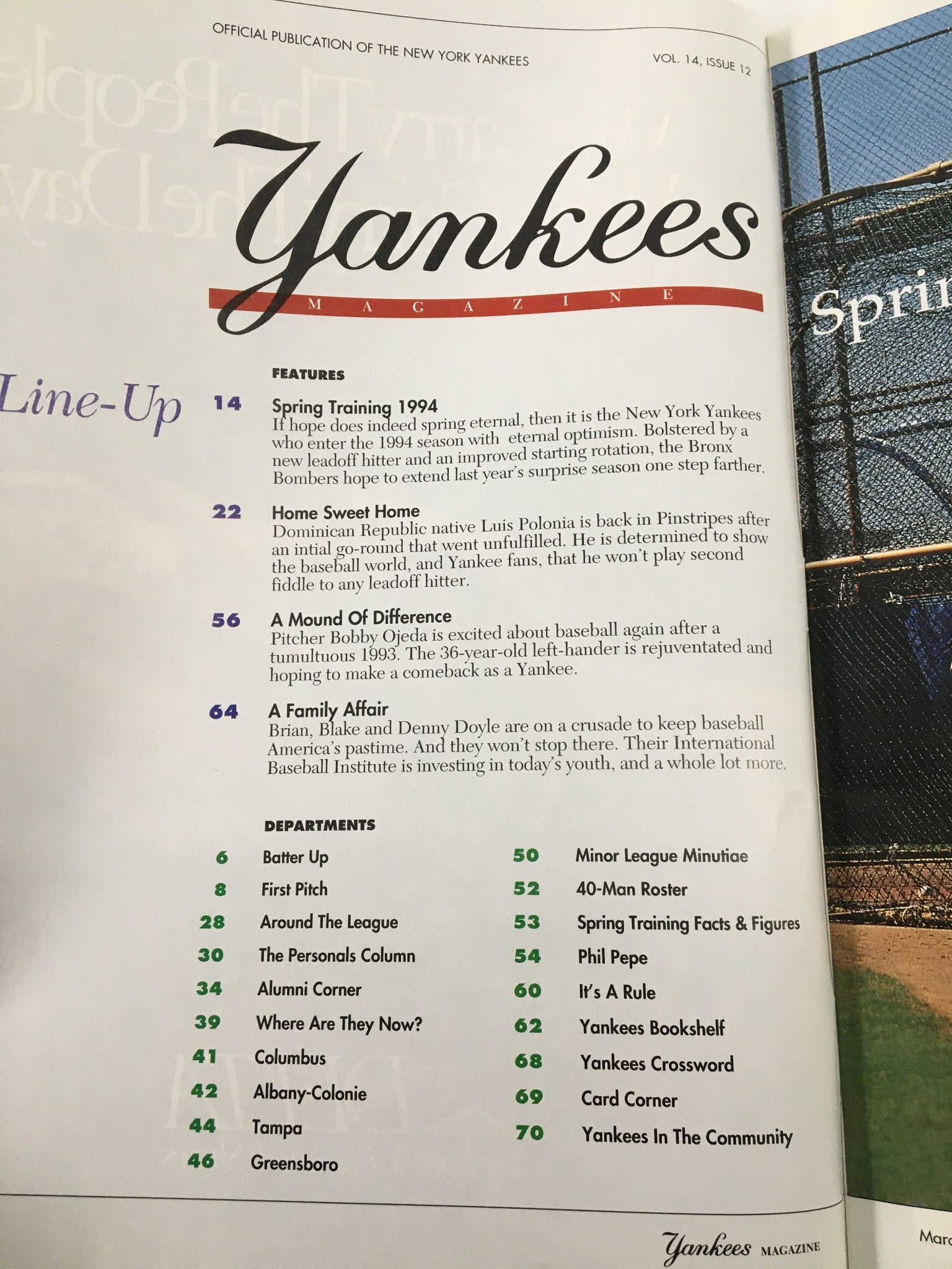 Yankees Magazine March 29 1994 Mattingly, Showalter and Key No Label