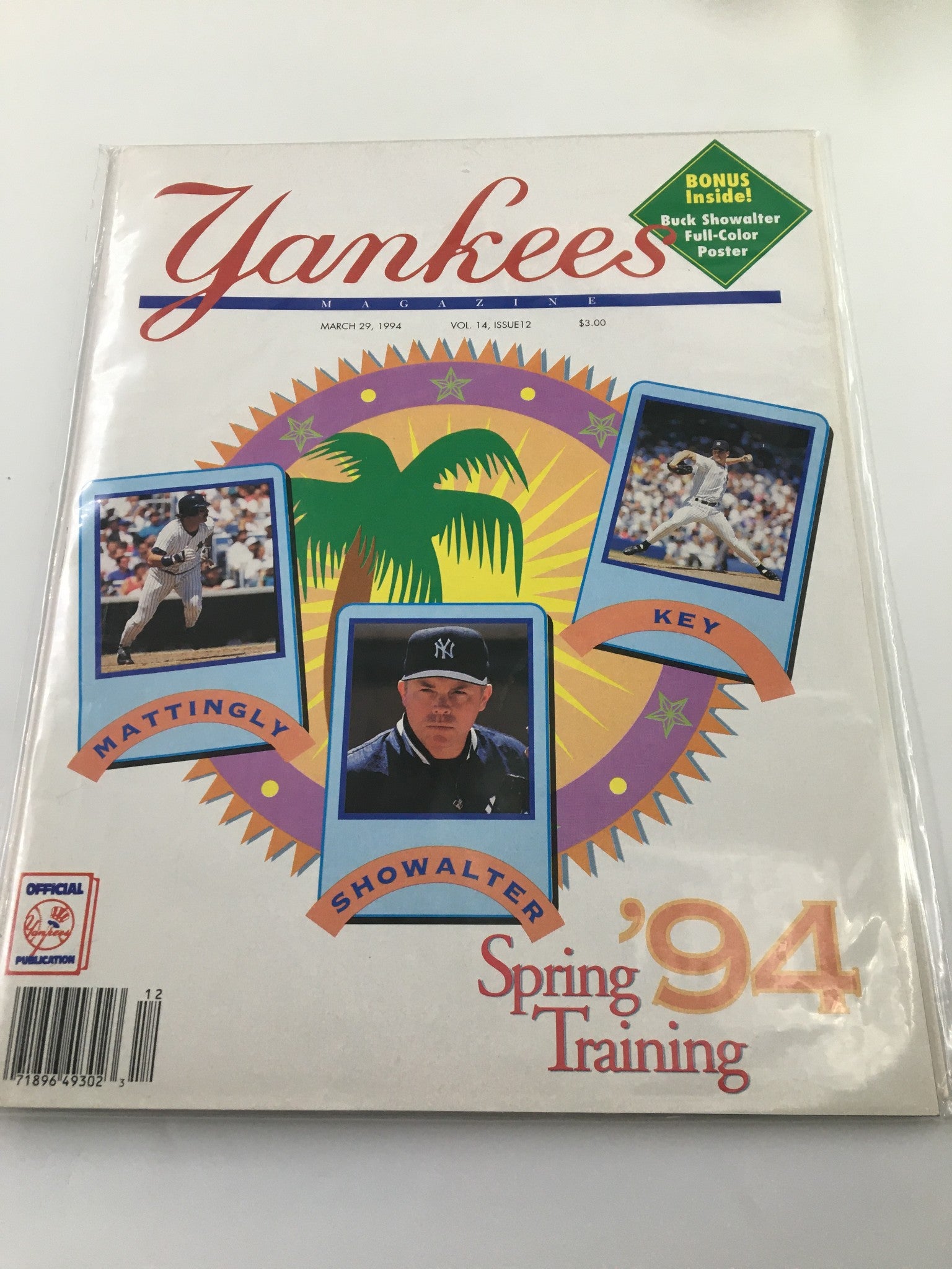 Yankees Magazine March 29 1994 Mattingly, Showalter and Key No Label