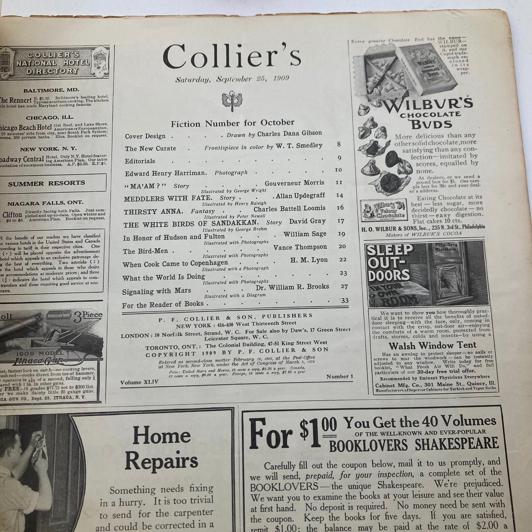 VTG Collier's Magazine September 25 1909 Vol 44 No. 1 The New Curate No Label