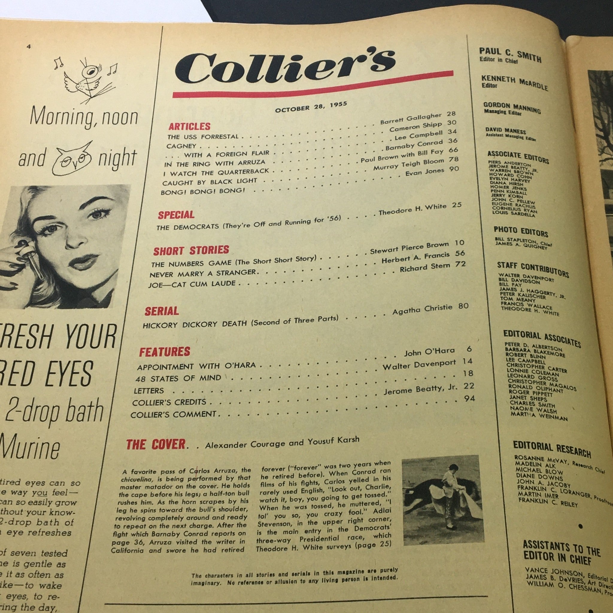 VTG Collier's Magazine October 28 1955 In The Ring with Carlos Arruza, Newsstand