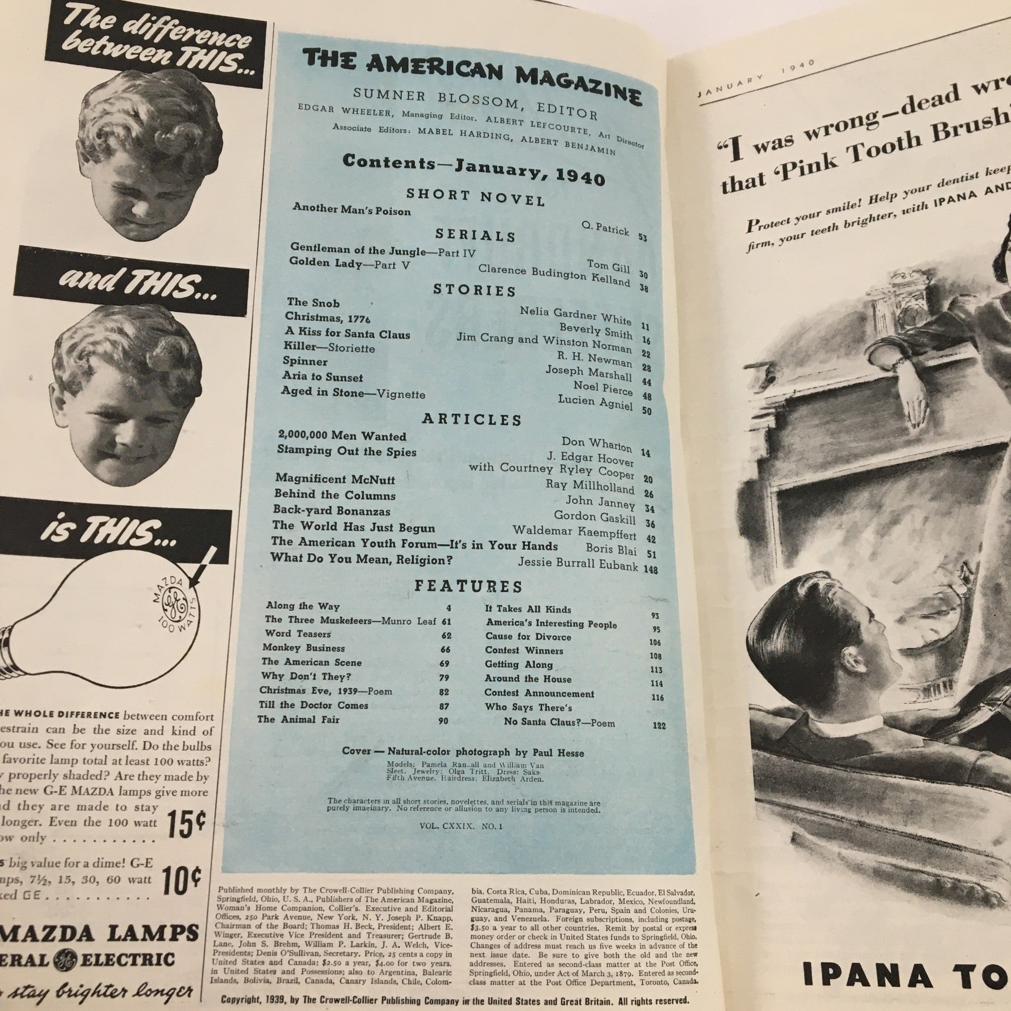 The American Magazine January 1940 Models Pamela Ran-all and William Van Sleet