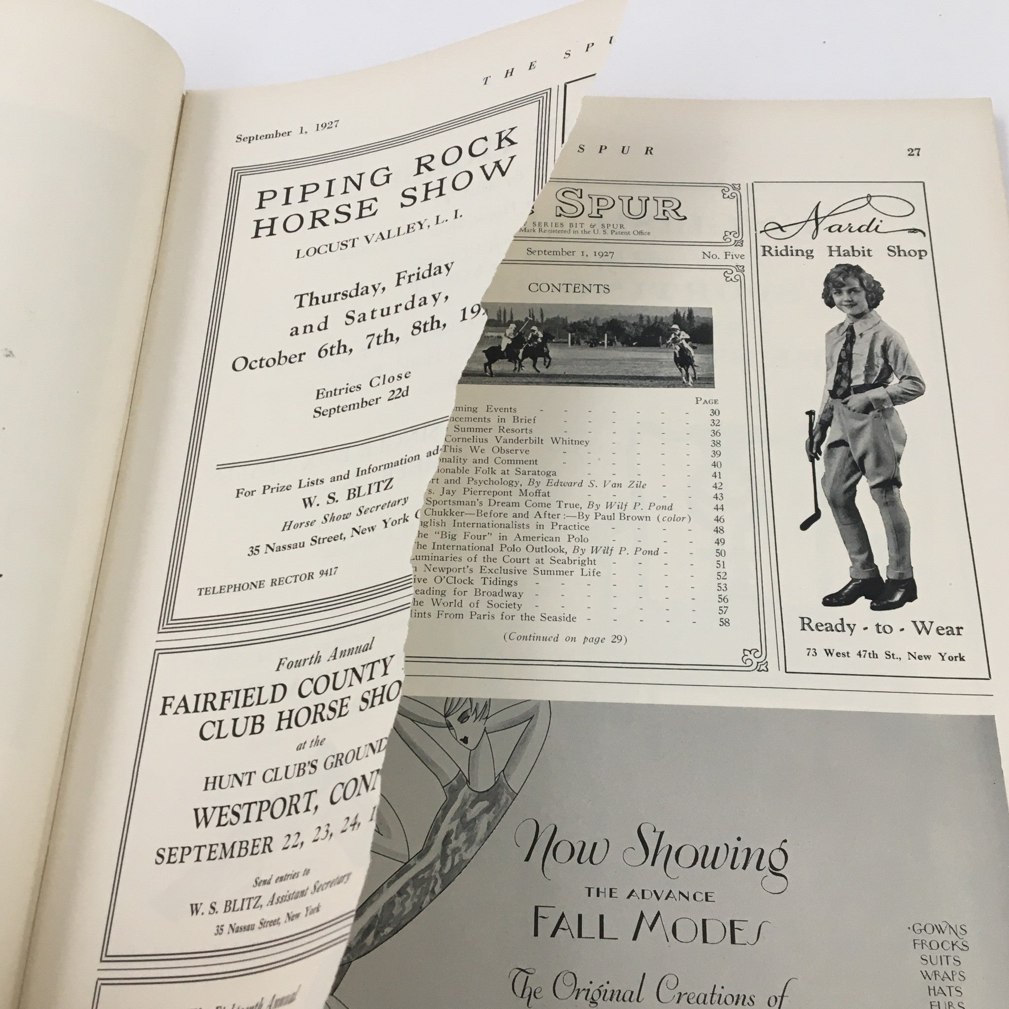 VTG The Spur Magazine September 1 1927 Fashionable Folk at Saratoga No Label