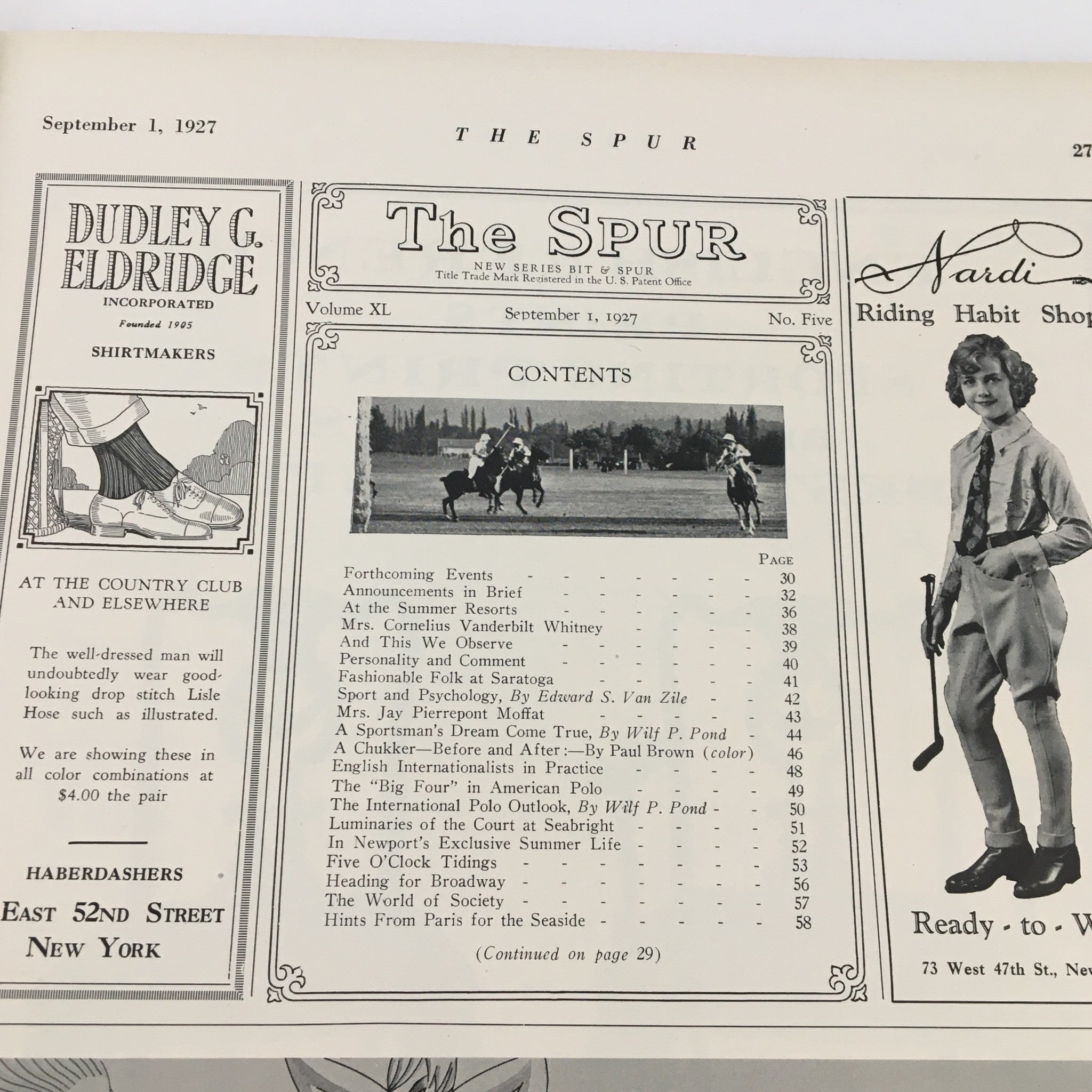 VTG The Spur Magazine September 1 1927 Fashionable Folk at Saratoga No Label