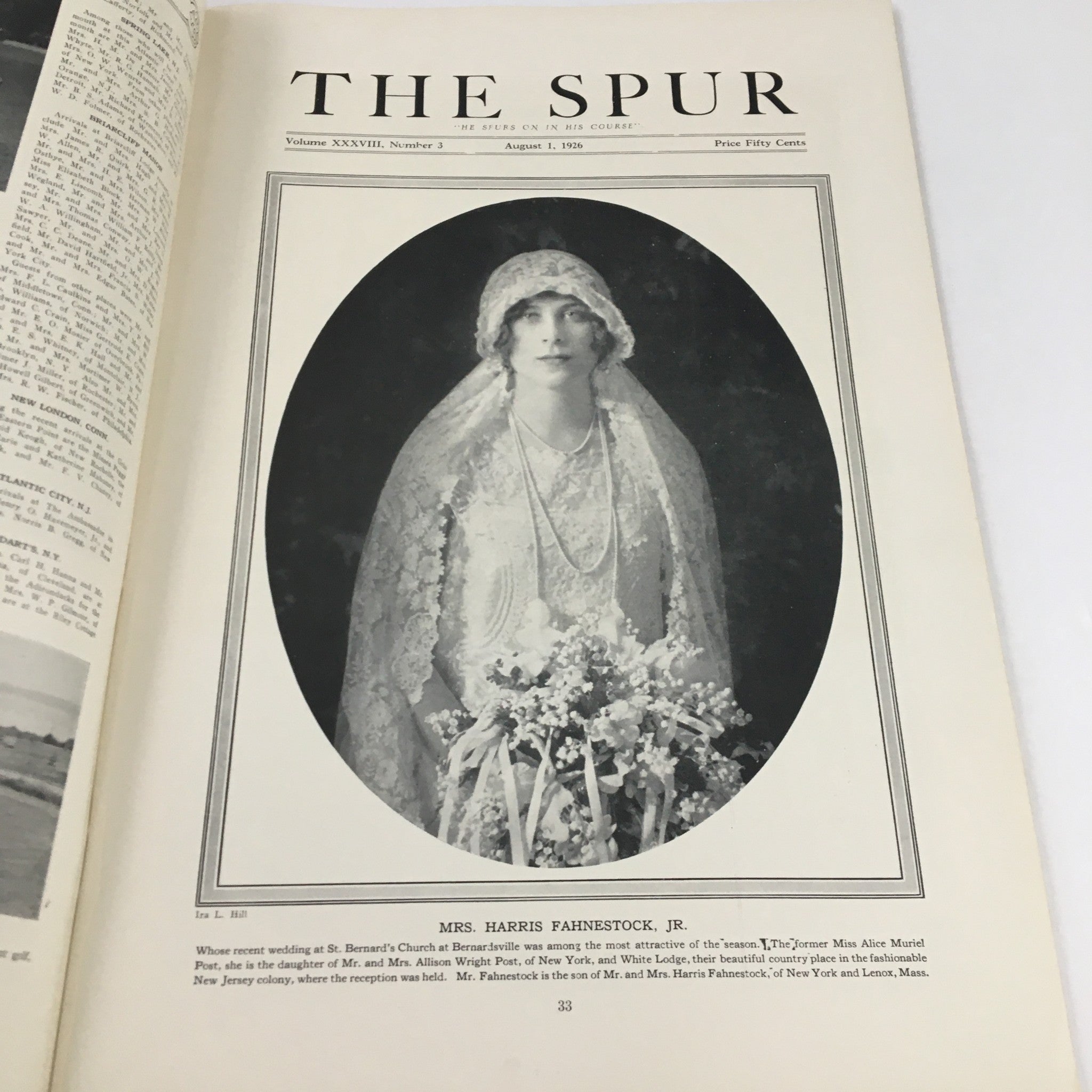 Portrait page within VTG The Spur Magazine August 1 1926 displaying a woman in historical attire, a notable feature of the magazine.