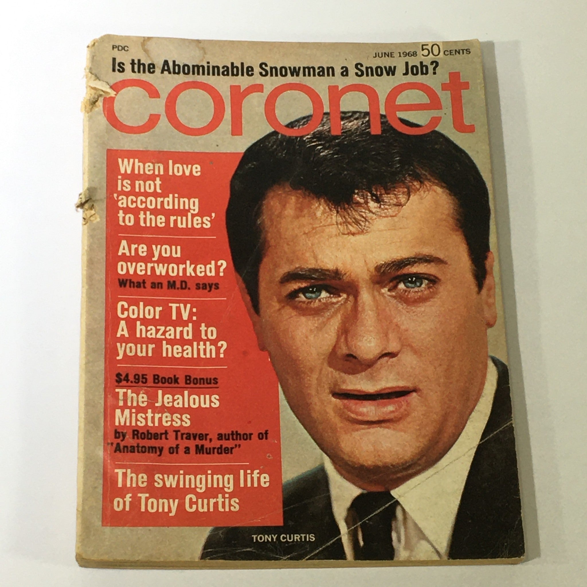 VTG Coronet Magazine June 1968 Tony Curtis, The Jealous Mistress, Newsstand