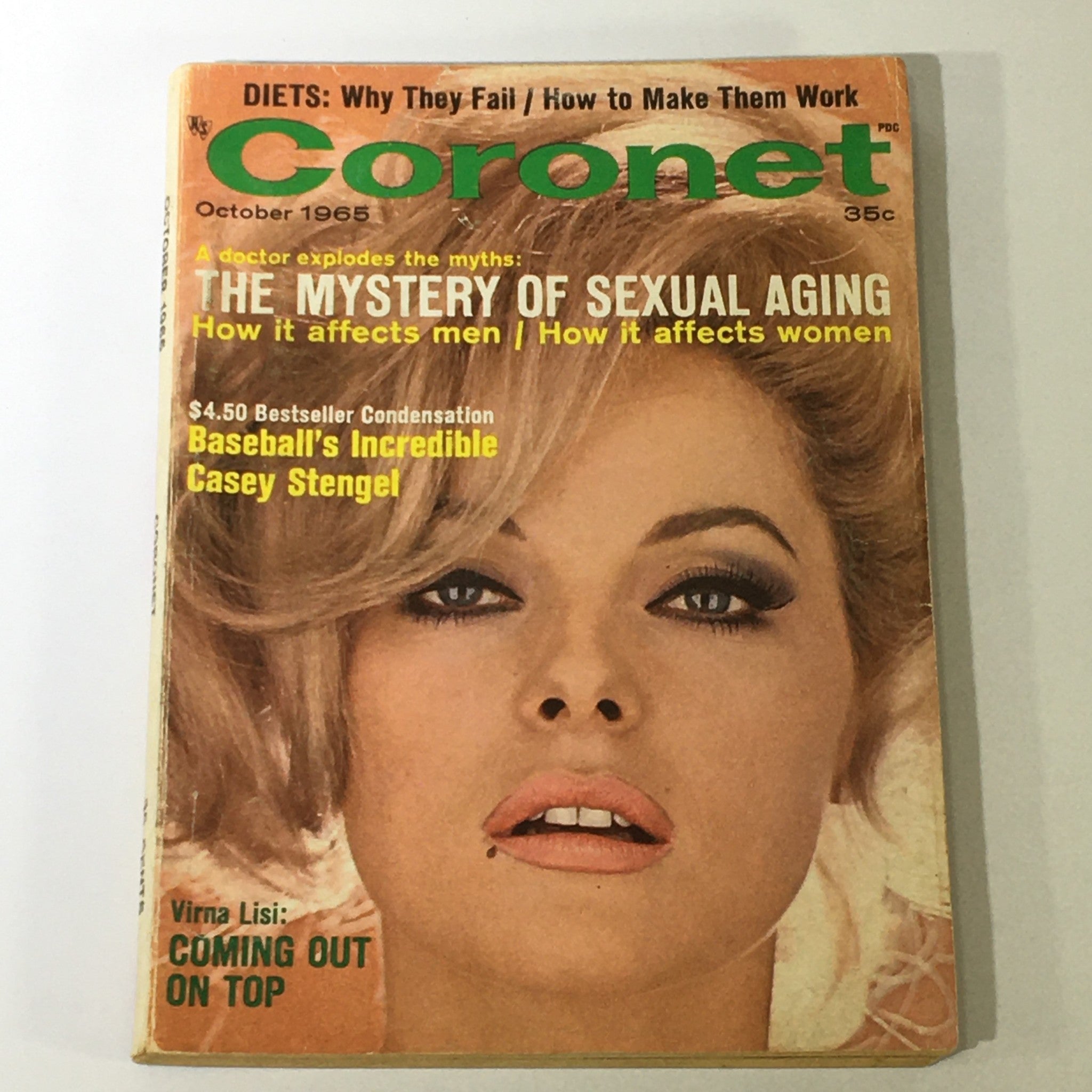 VTG Coronet Magazine October 1965 Virna Lisi, Sexual Aging Mystery, Newsstand