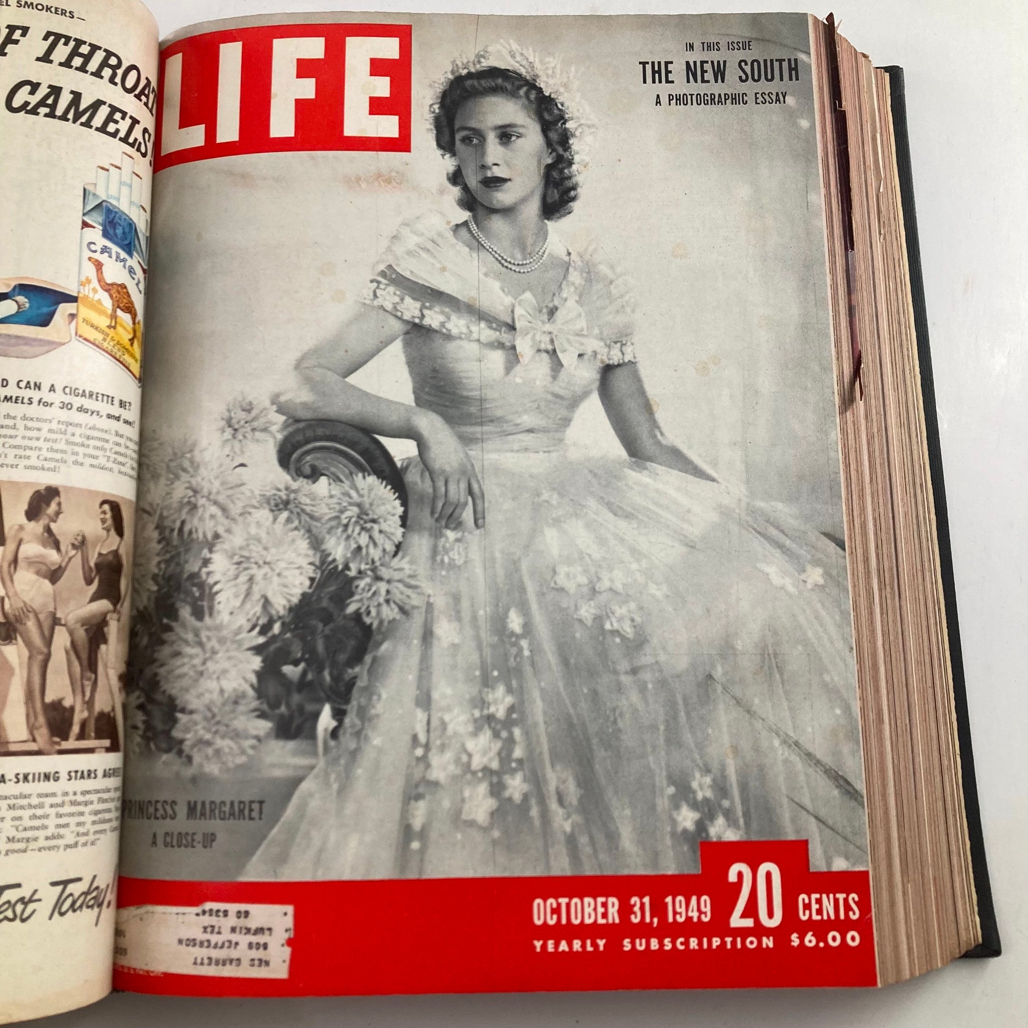 Cover of VTG 1949 Bound Life Magazine featuring Princess Margaret in a stunning dress with the headline for the issue dated October 31, 1949.
