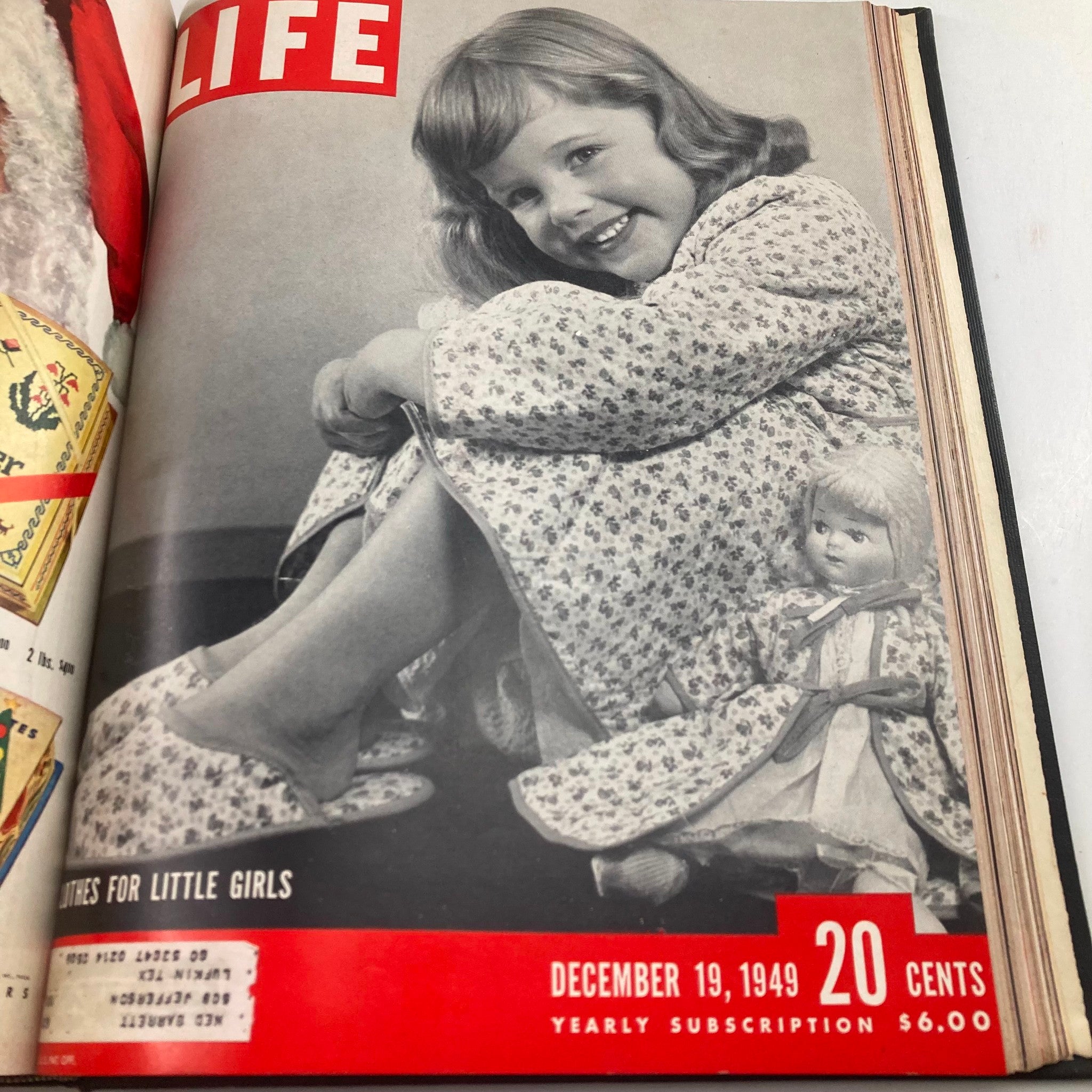 Cover of VTG 1949 Bound Life Magazine featuring a young girl smiling, showcasing 'Clothes for Little Girls' from the December 19, 1949 issue.
