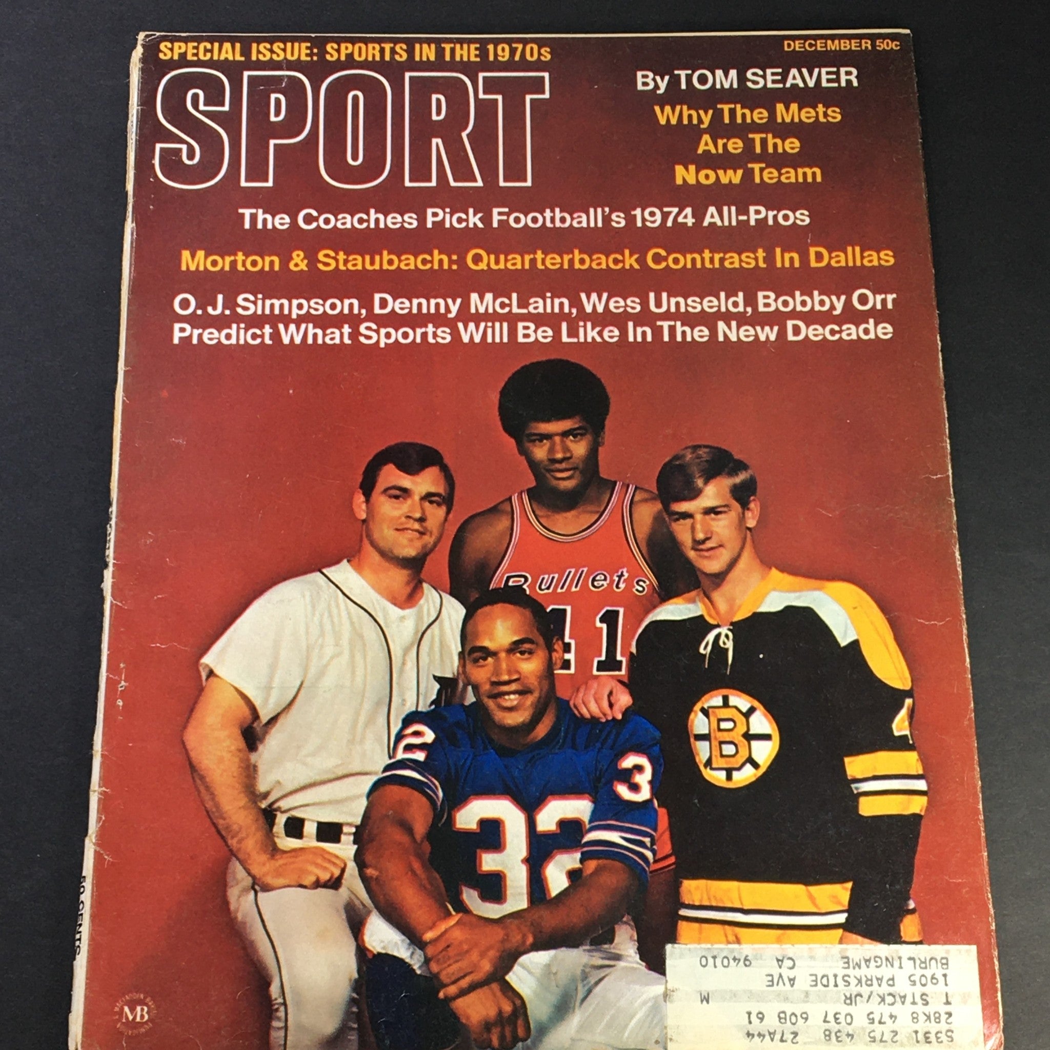 VTG Sport Magazine December 1969 OJ Simpson, Denny McLain, Wes Unseld, Bobby Orr