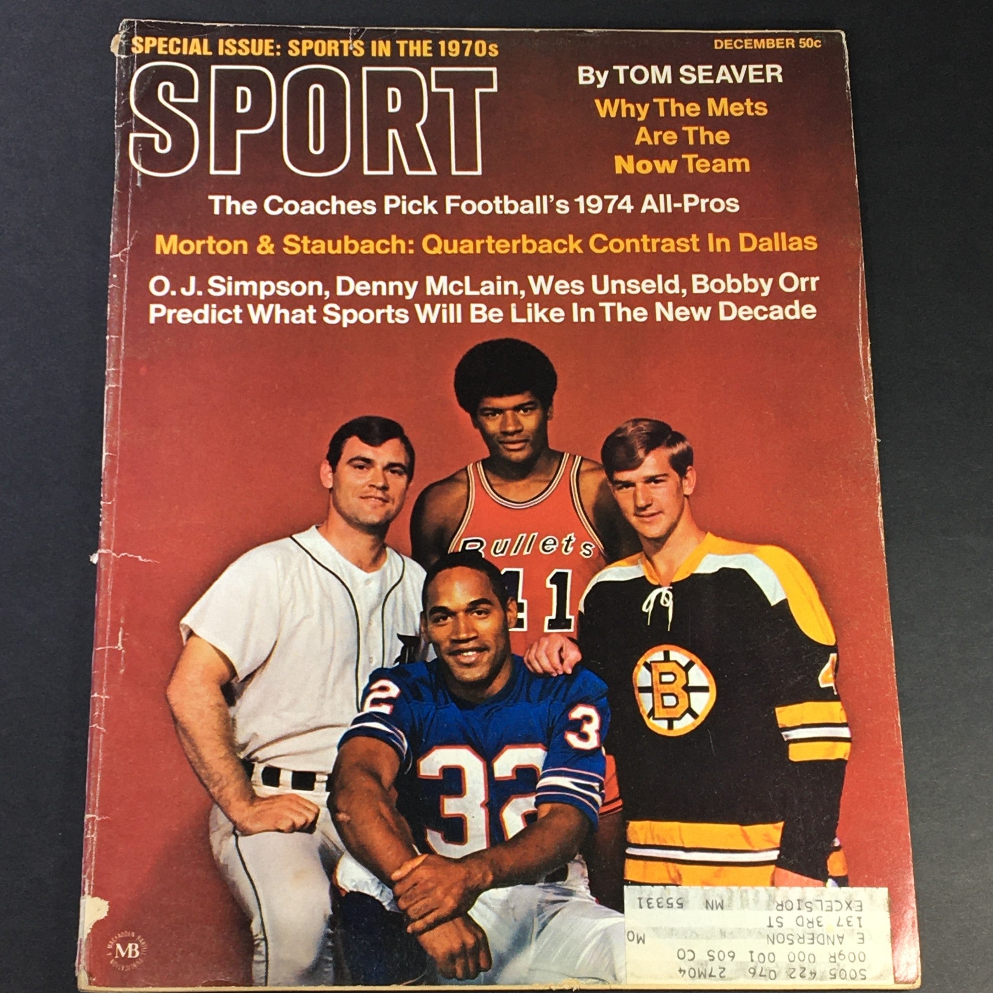 VTG Sport Magazine December 1969 OJ Simpson, Craig Morton, Roger Staubach