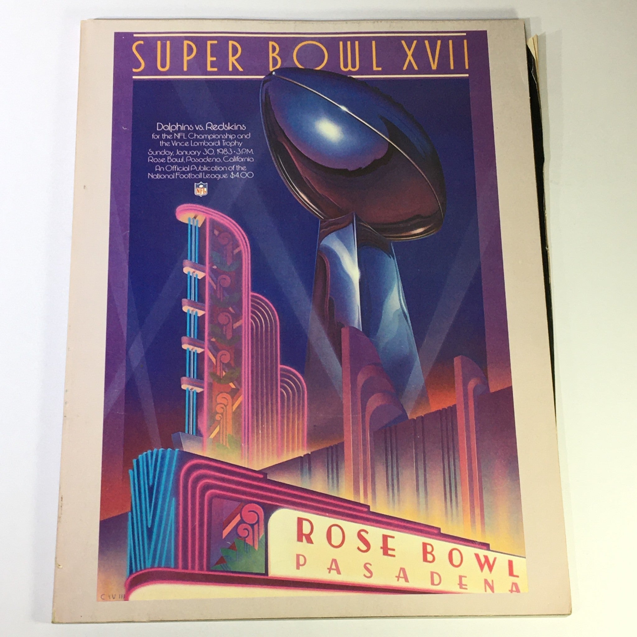 VTG Super Bowl XVII Official Game Program January 30 1983 Dolphins vs Redskins