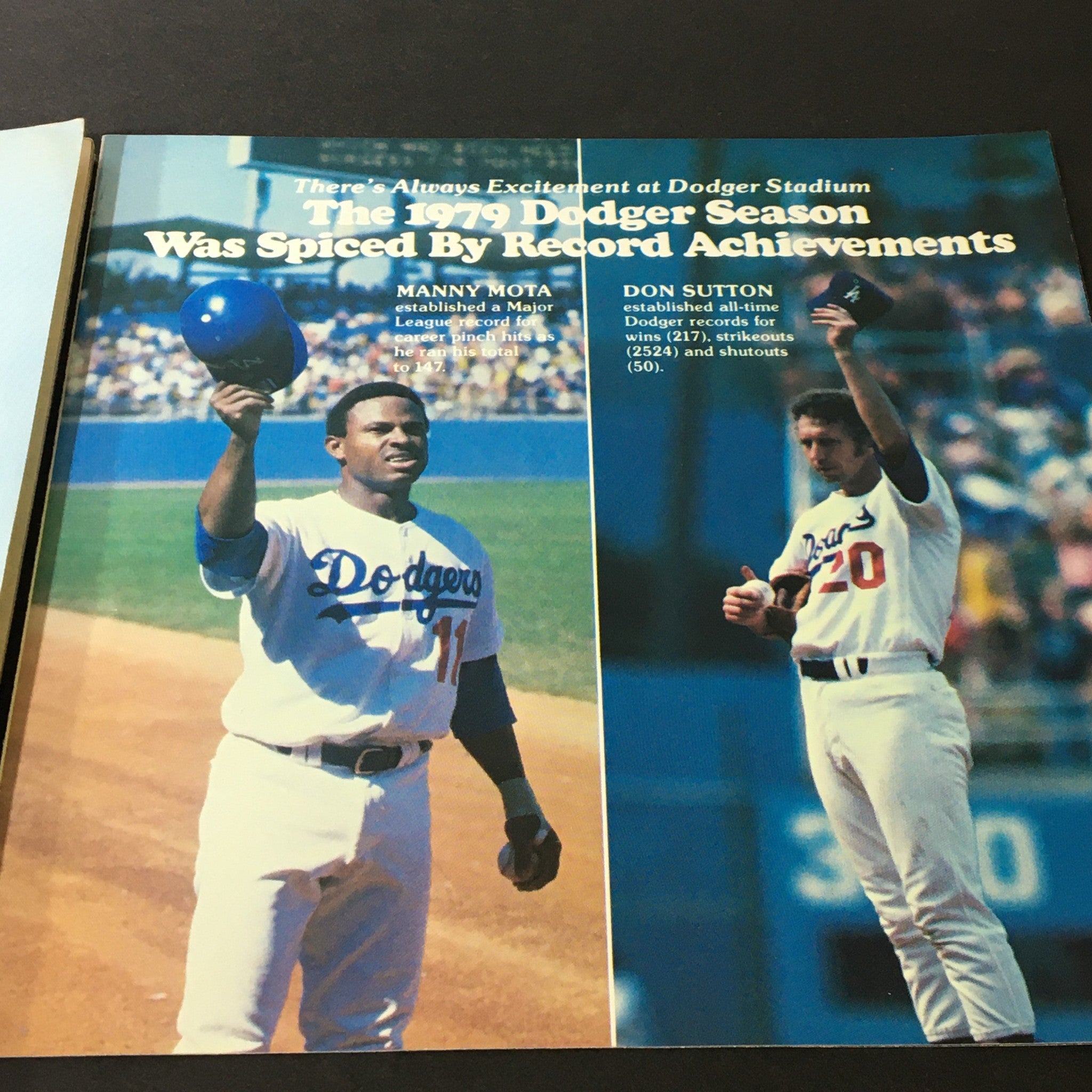 VTG MLB Official 1979 Los Angeles Dodgers Yearbook Manny Mota and Don Sutton