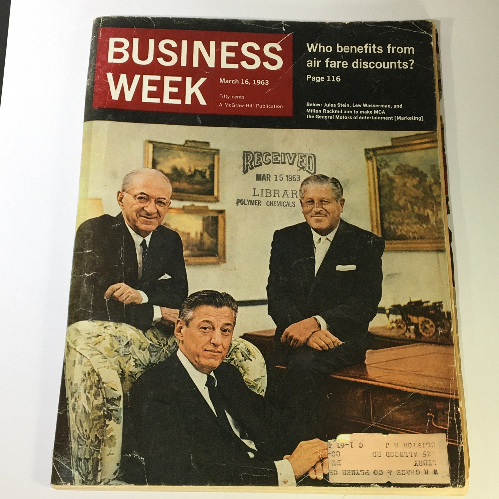 Business Week Magazine March 16 1963 Jules Stein, Lew Wasserman, Milton Rackmil