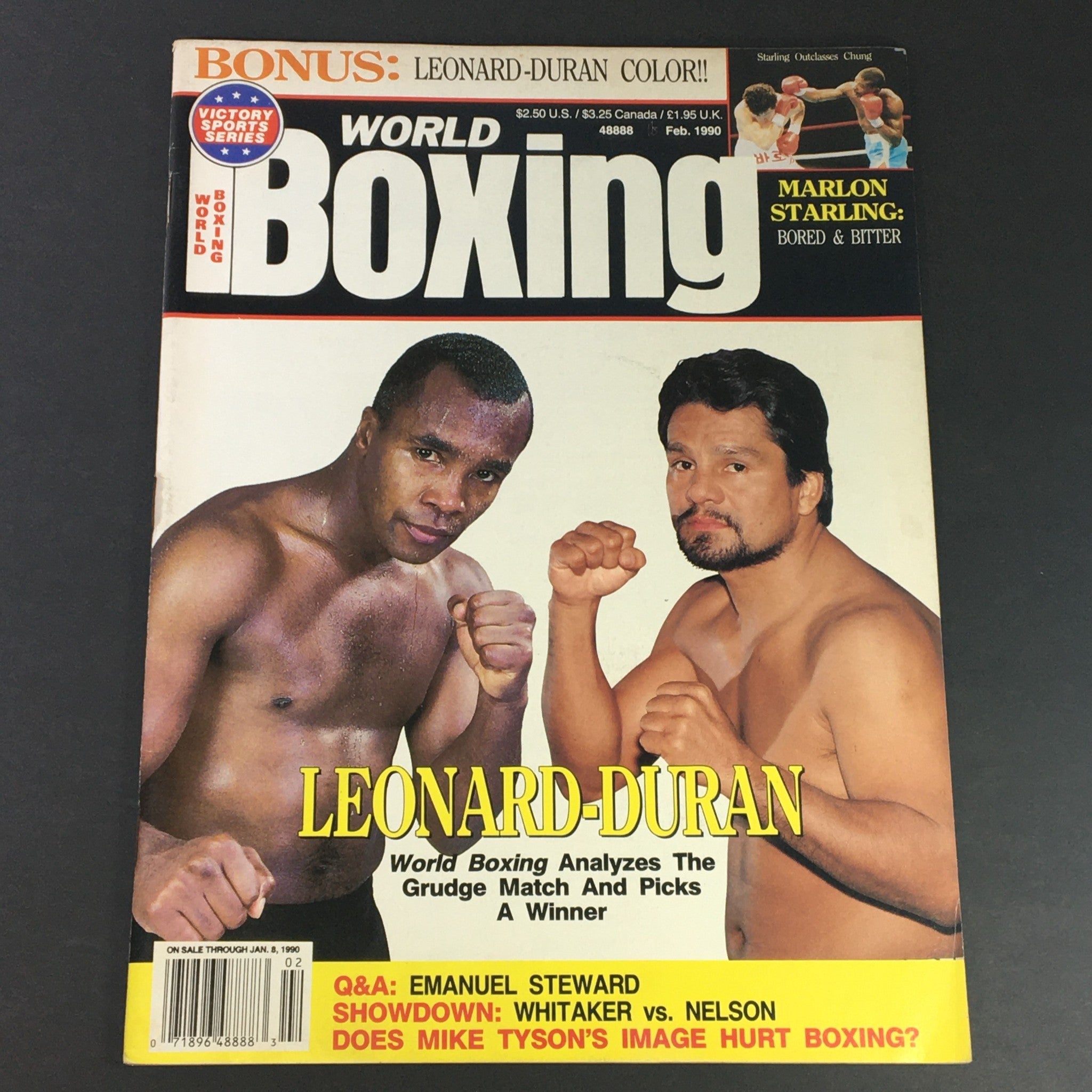 World Boxing Magazine February 1990 Sugar Ray Leonard, Roberto Durán, Newsstand