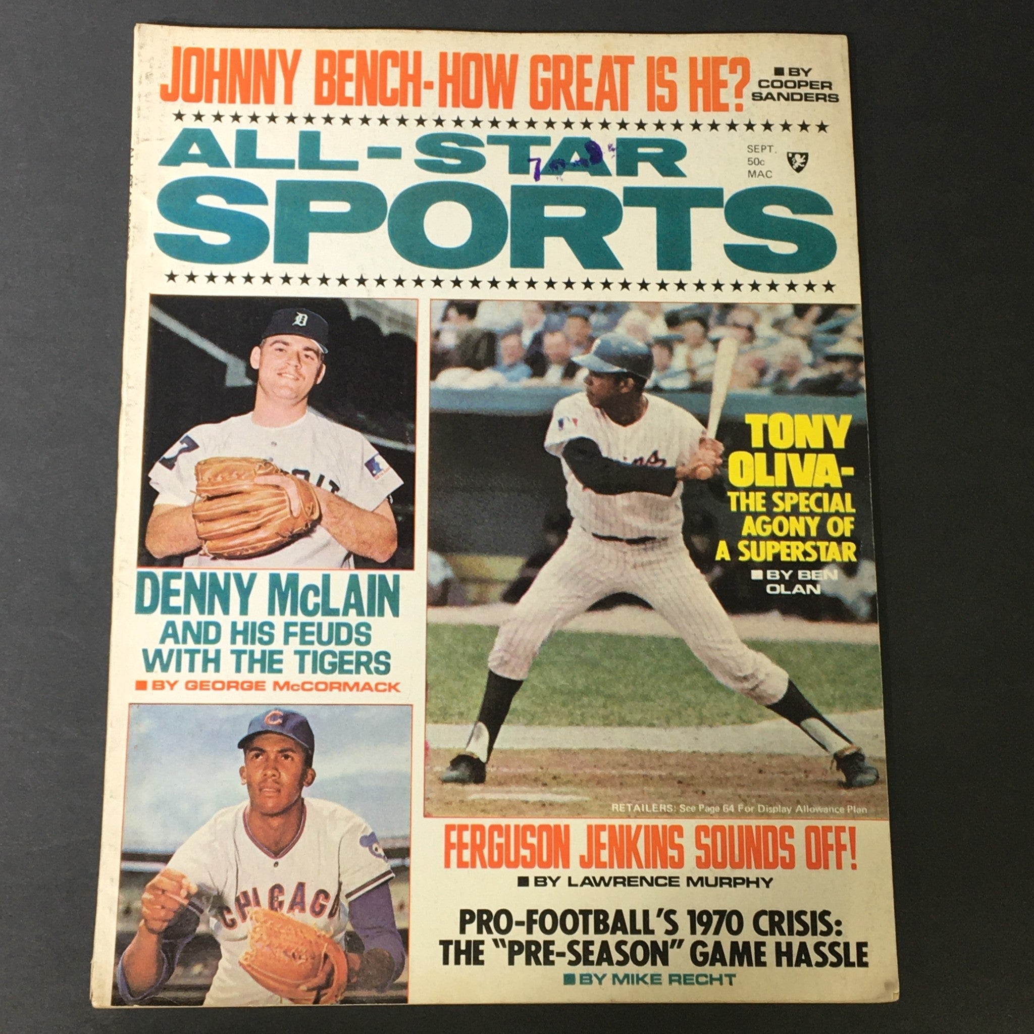 VTG Sport Magazine September 1970 Denny McLain, Tony Oliva, Newsstand