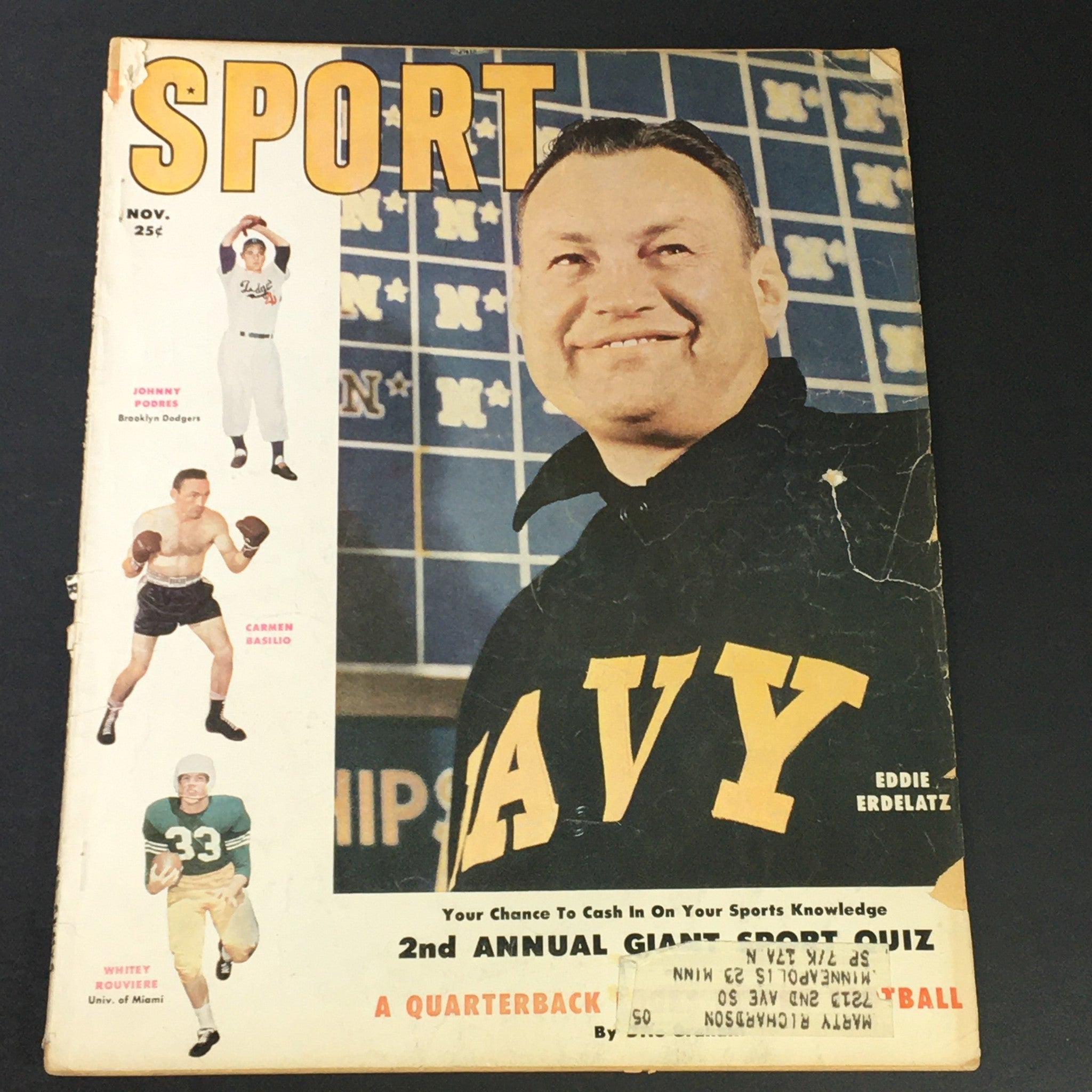 VTG Sport Magazine November 1955 Eddie Erdelatz, Johnny Podres, Carmen Basilio