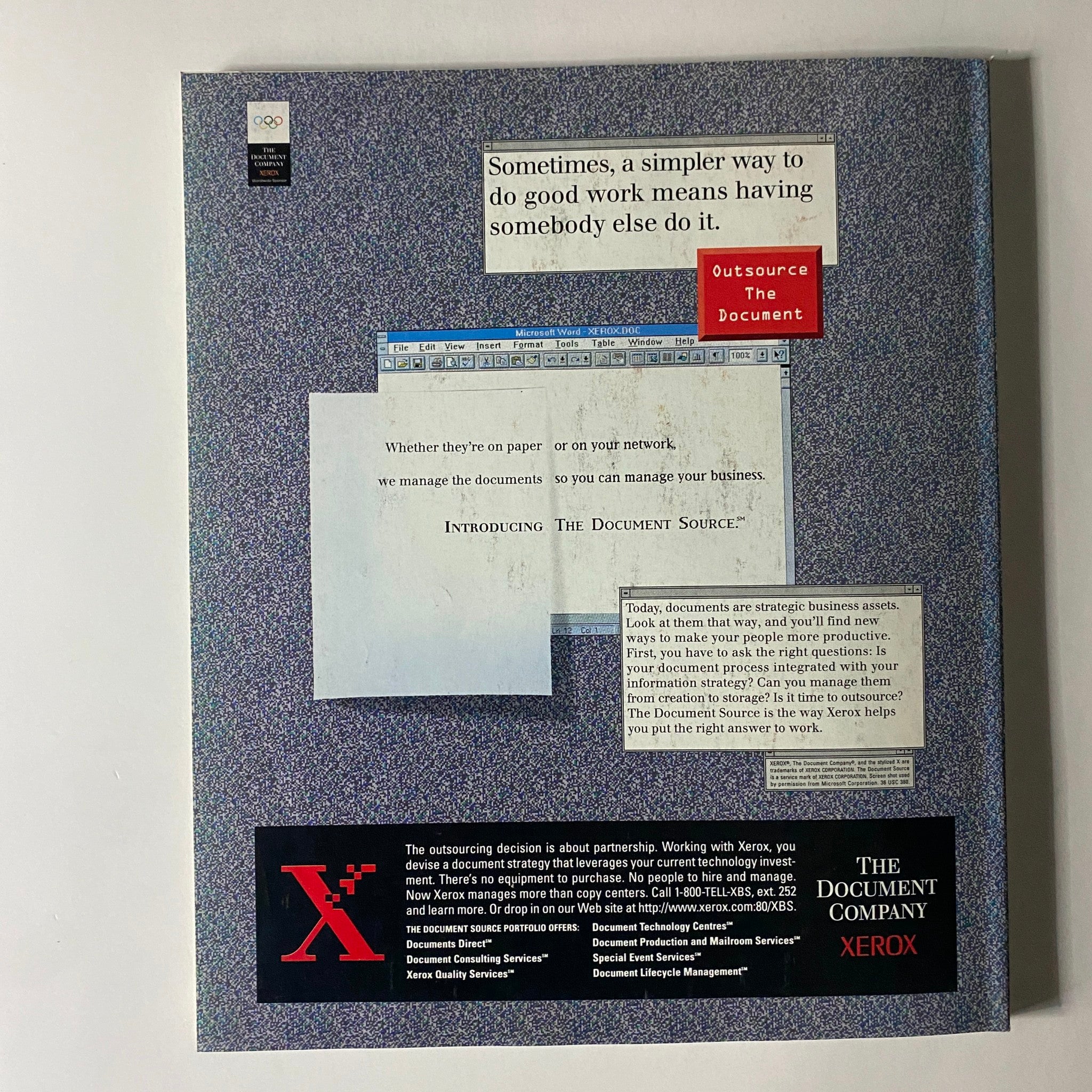 Back cover of Fortune Magazine August 5, 1996 showcasing an advertisement for The Document Company Xerox, emphasizing document management.