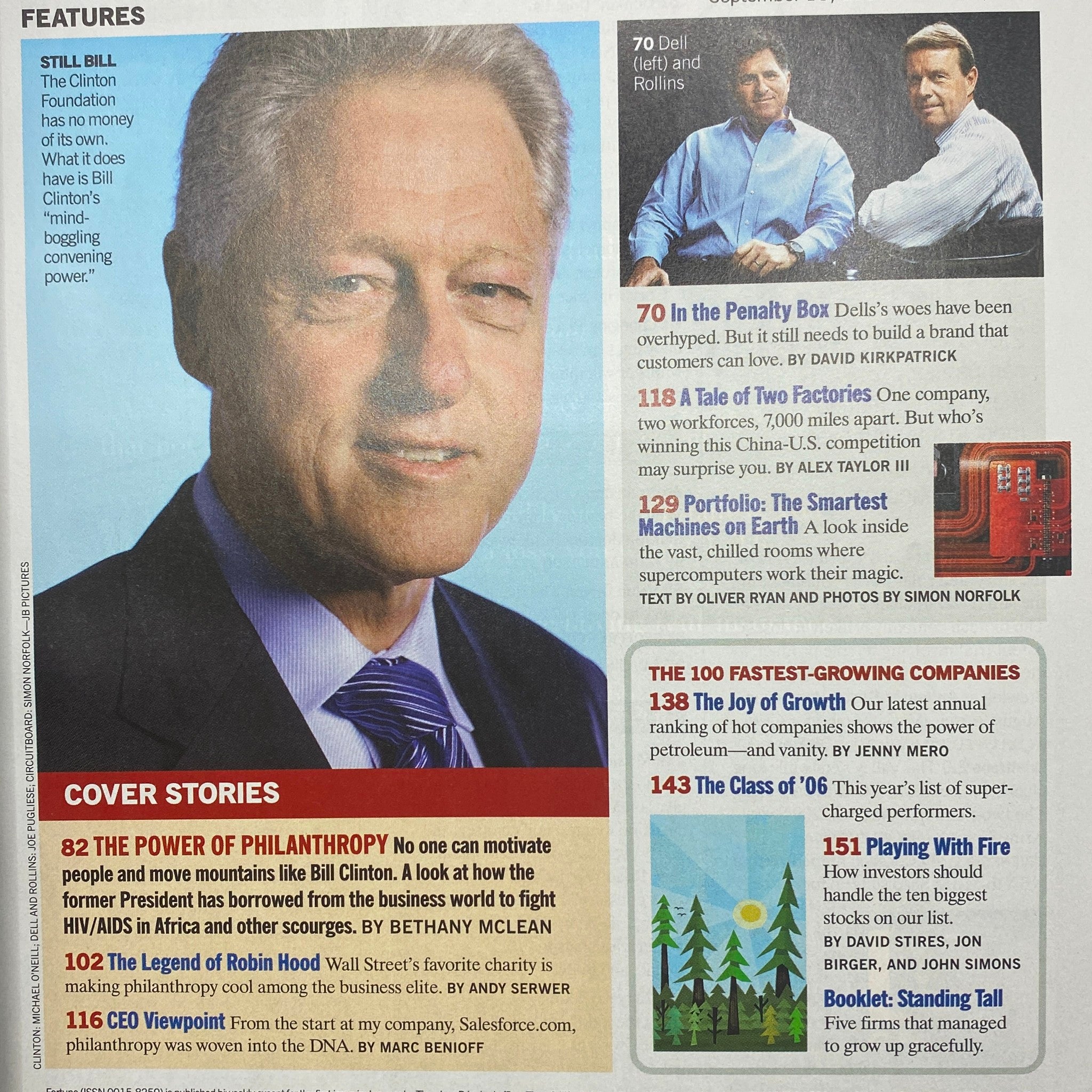Fortune Magazine September 18, 2006 Bill Clinton, Power of the Philanthropy VG