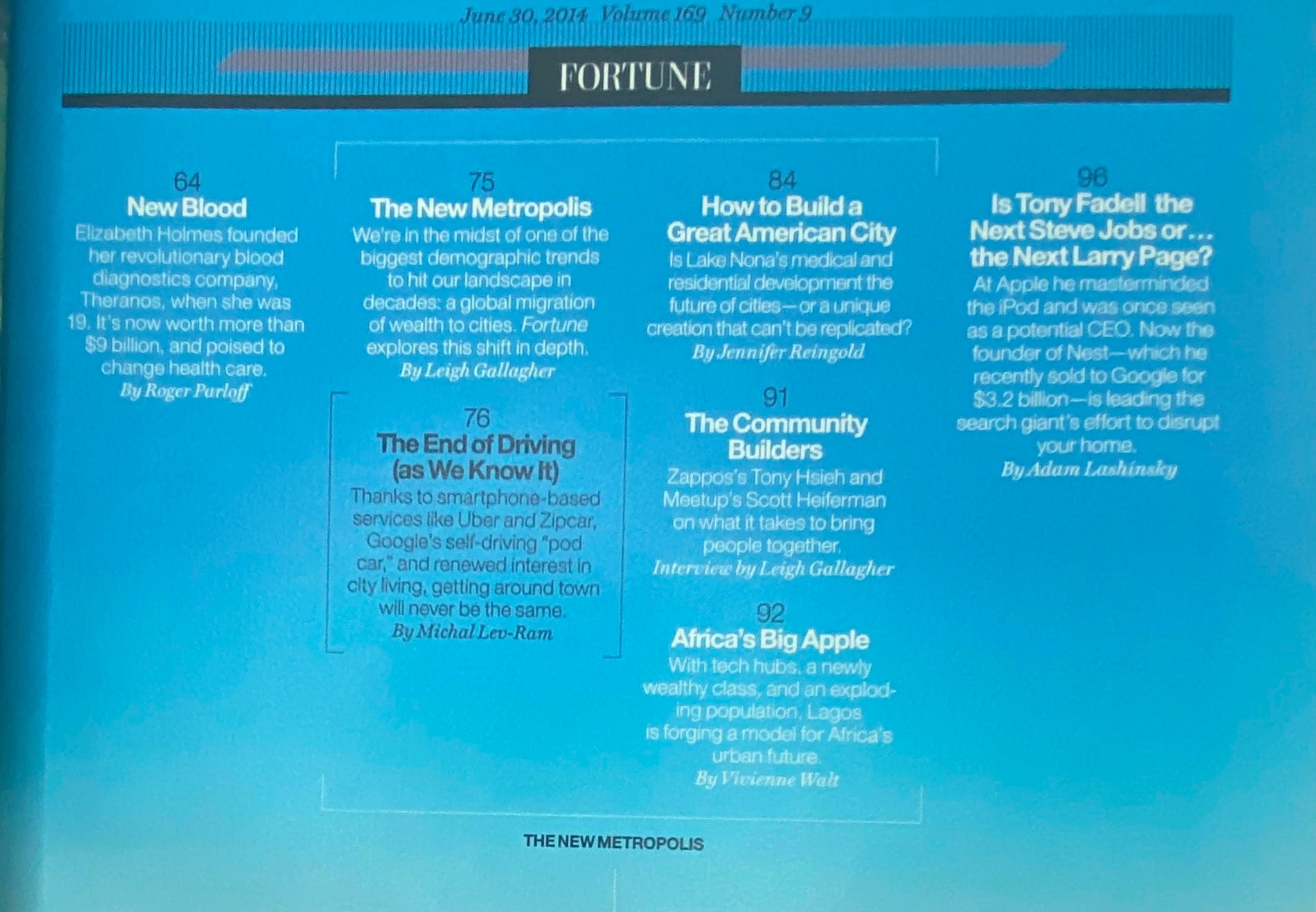 Fortune Magazine June 30, 2014 Elizabeth Holmes and Theranos Company VG