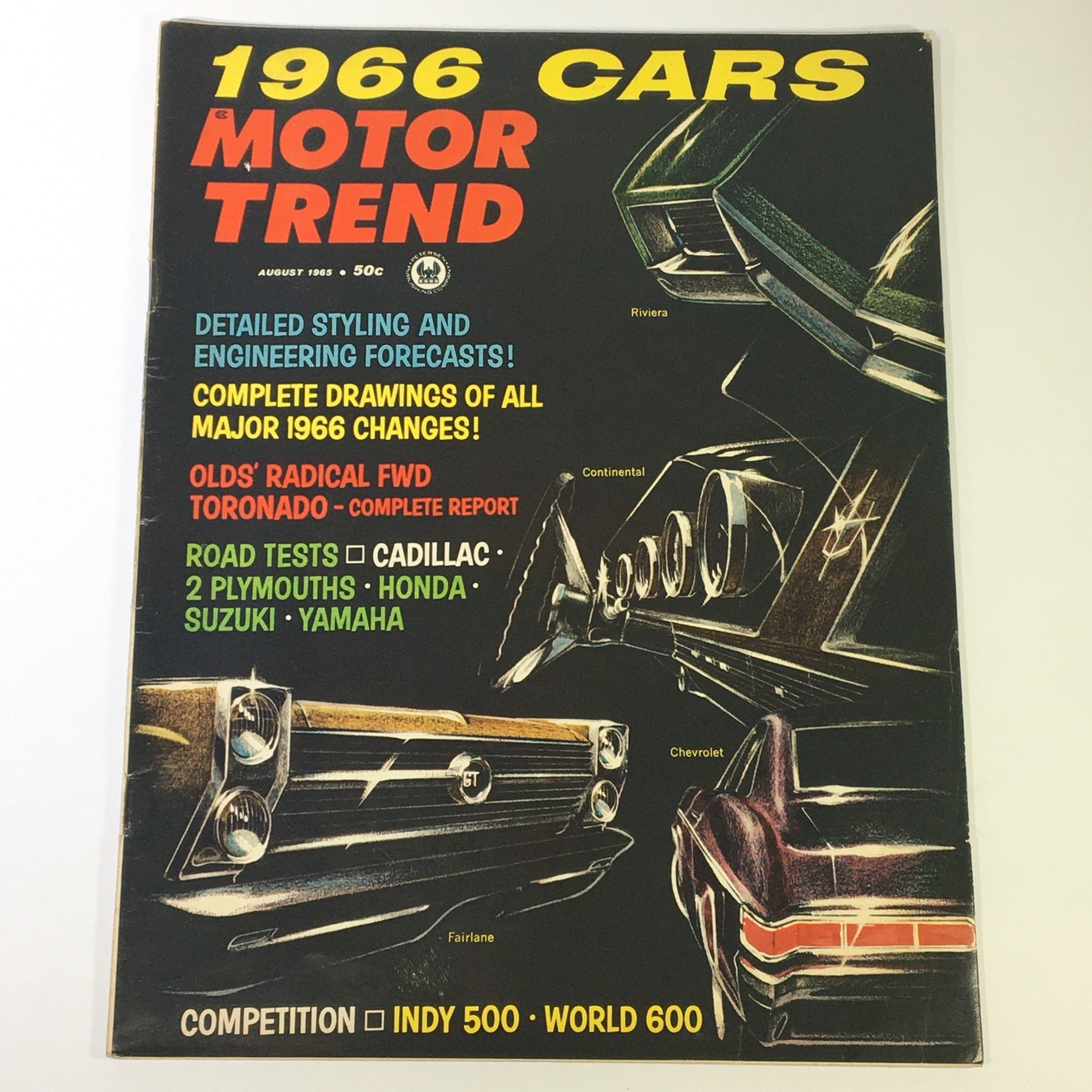 VTG Motor Trend Magazine August 1965 Cadillac and Plymouth Road Tests, Newsstand