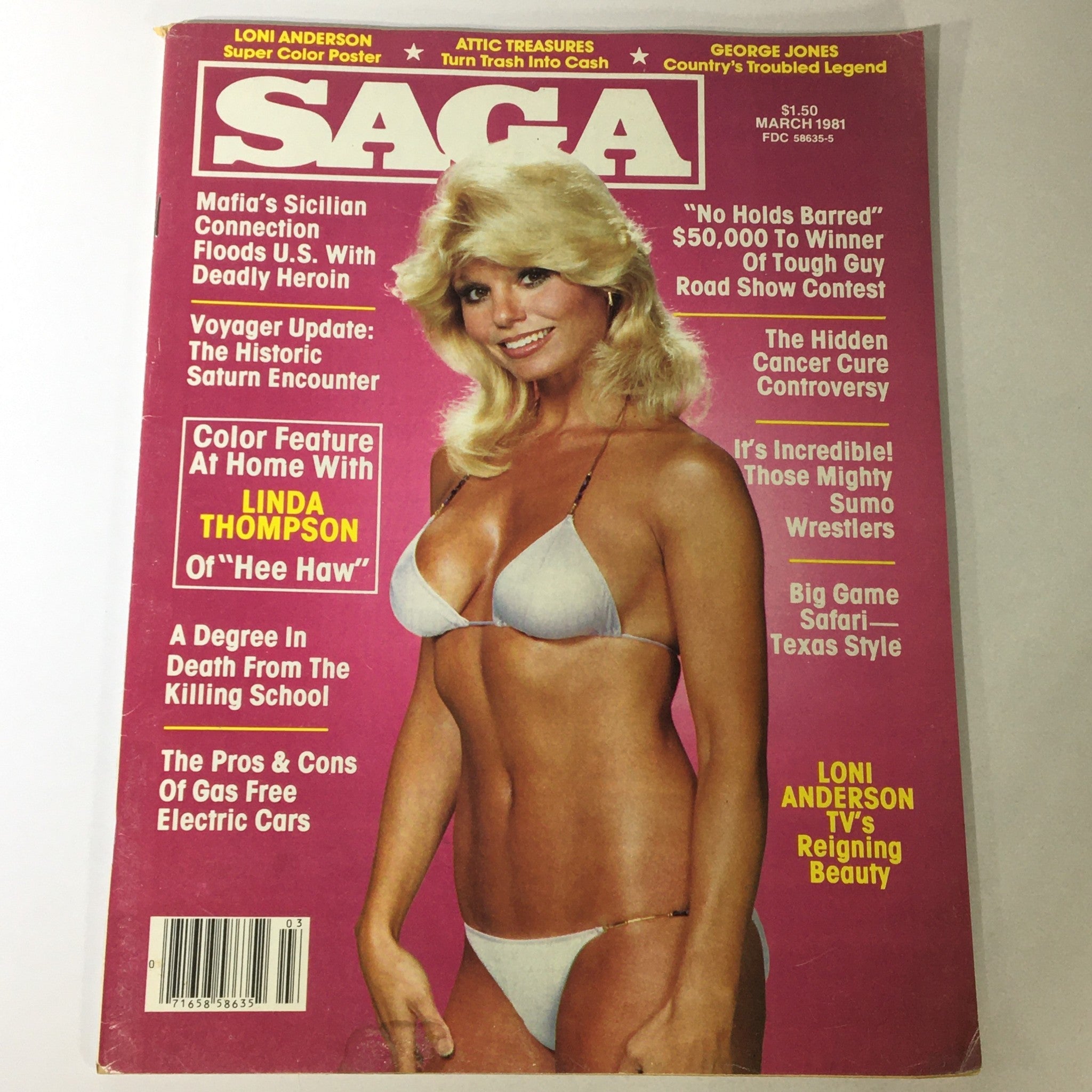 VTG Saga Magazine March 1981 Loni Anderson Cover, Linda Thompson, Newsstand