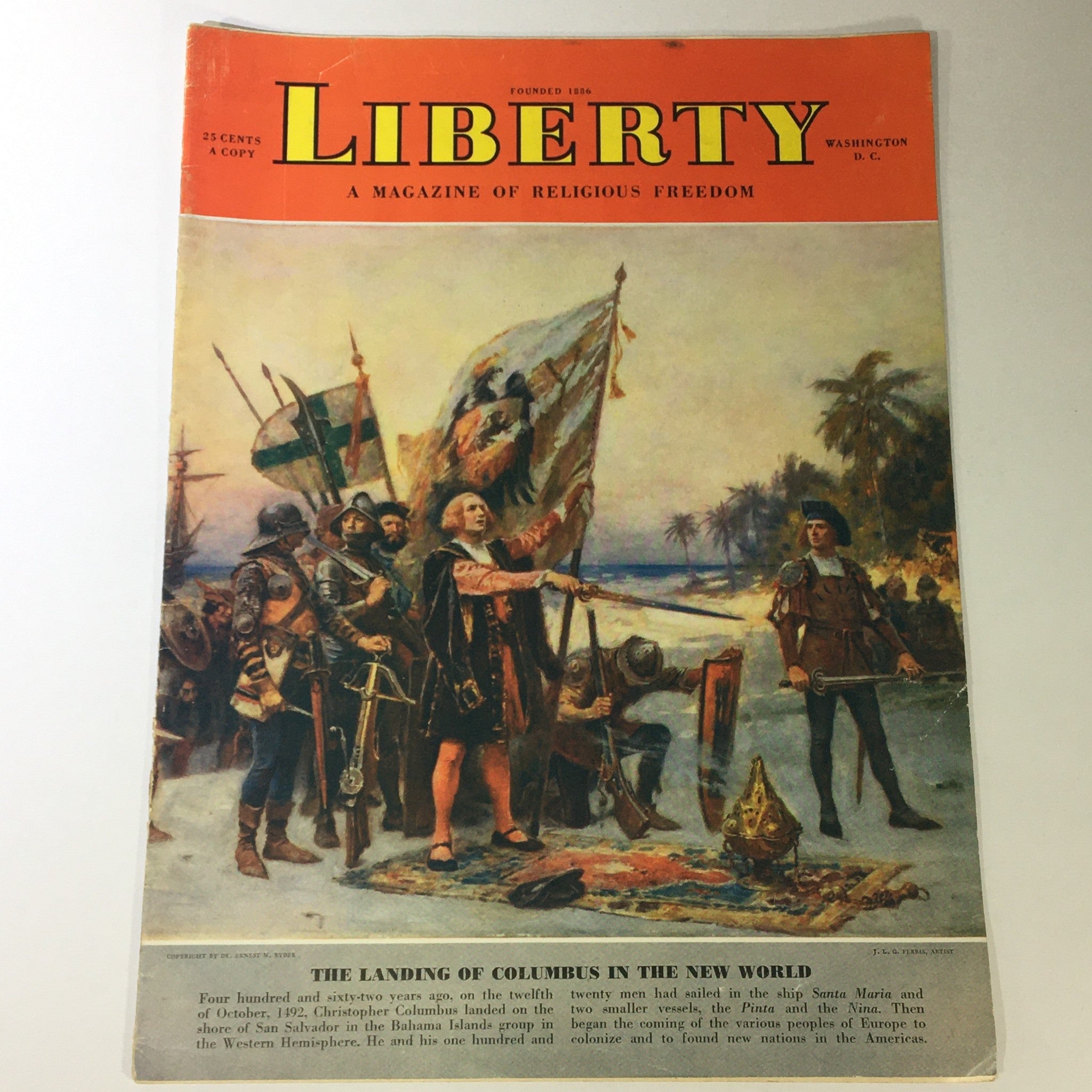 VTG Liberty Magazine 1954 Vol 49 #4 The Landing of Columbus In The New World