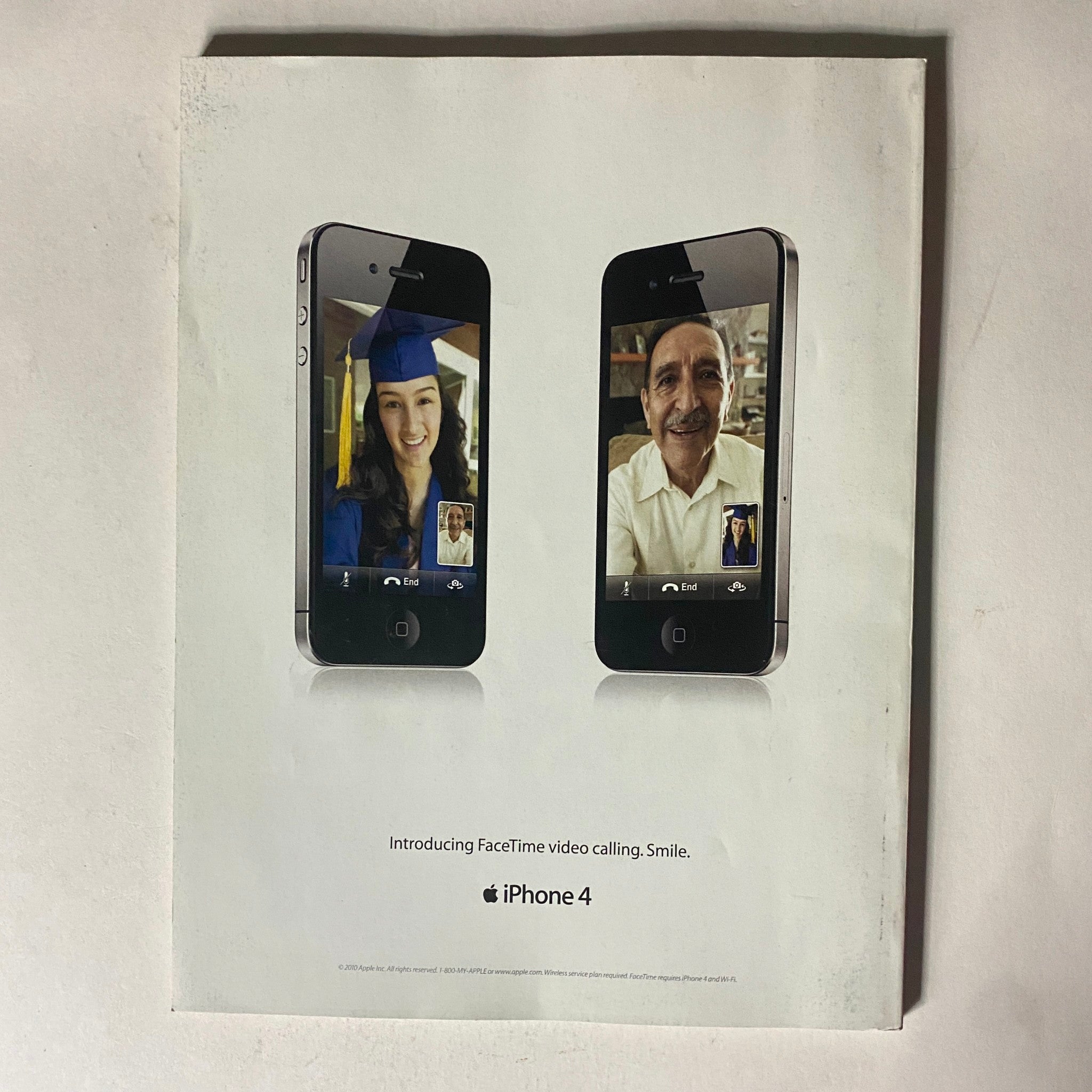 Back cover of Fortune Magazine September 6, 2010, showcasing an advertisement for the iPhone 4 and its FaceTime video calling feature.