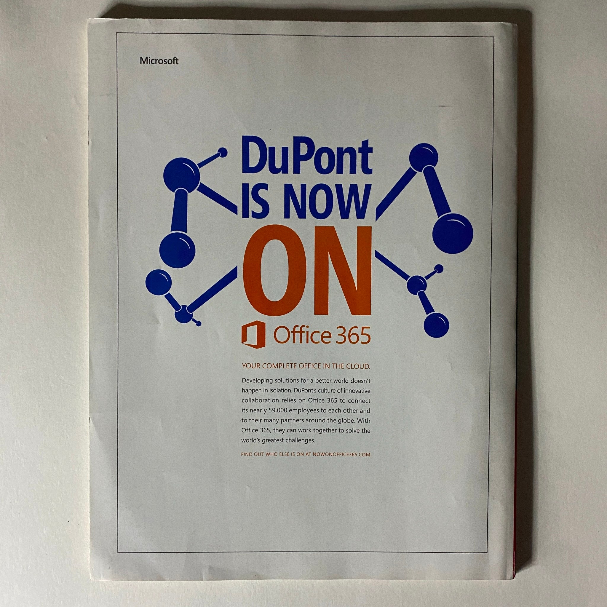 Back cover of Fortune Magazine February 4, 2013, displaying an advertisement for Office 365 by Microsoft.