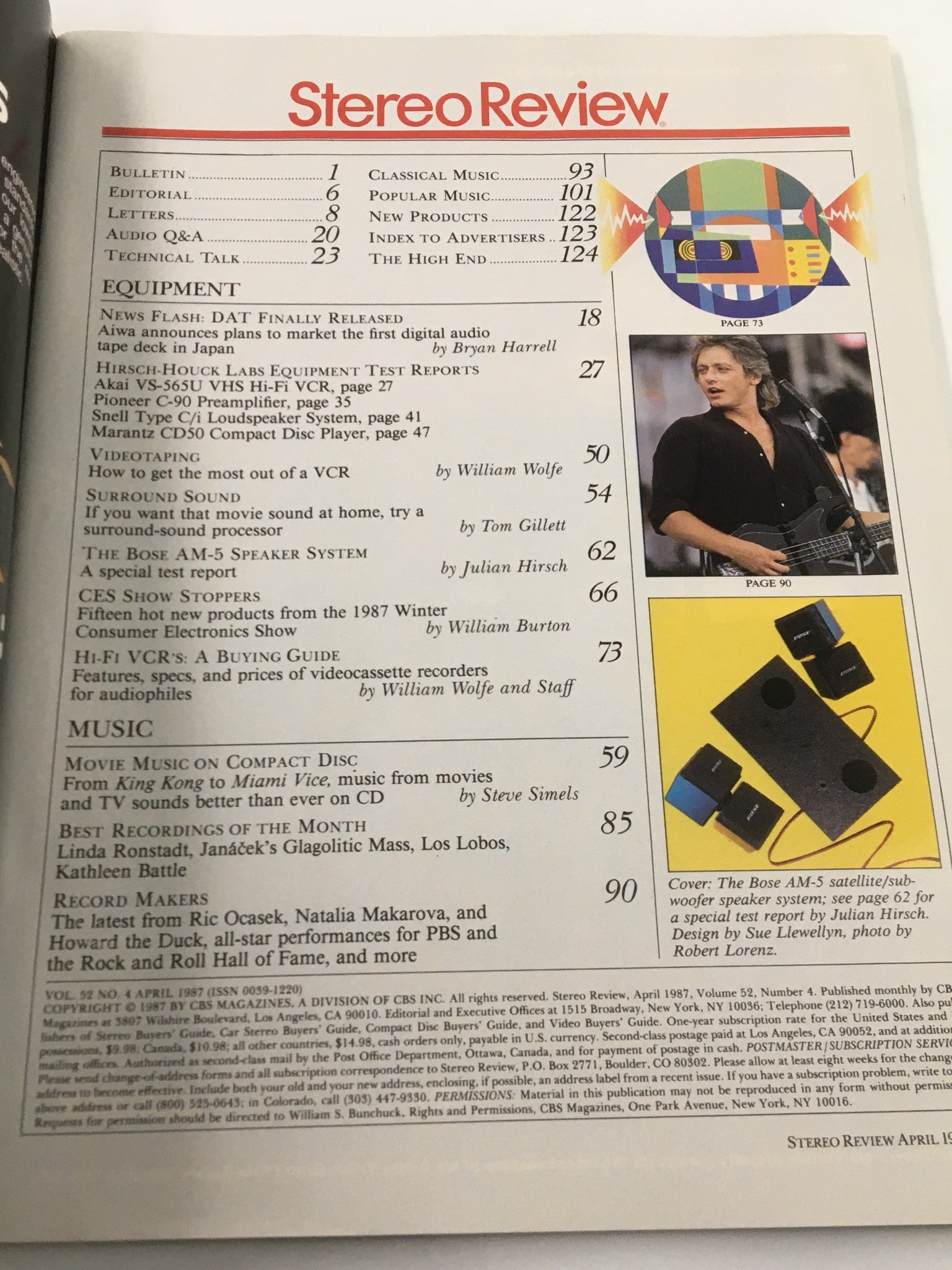 VTG Stereo Review Magazine April 1987 Buying Guide to Hi-Fi VCR's No Label