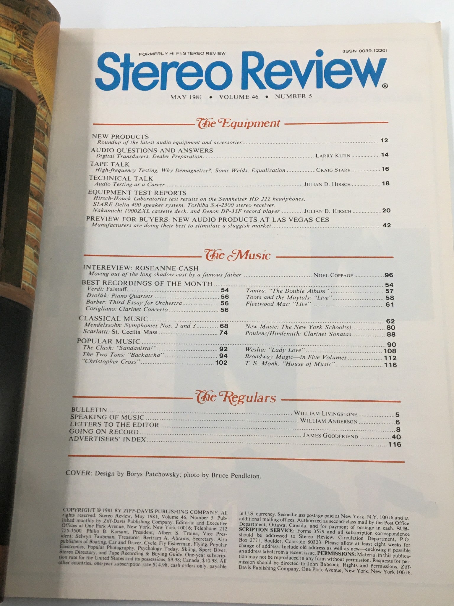 VTG Stereo Review Magazine May 1981 Roseanne Cash's Seven Year Ache No Label