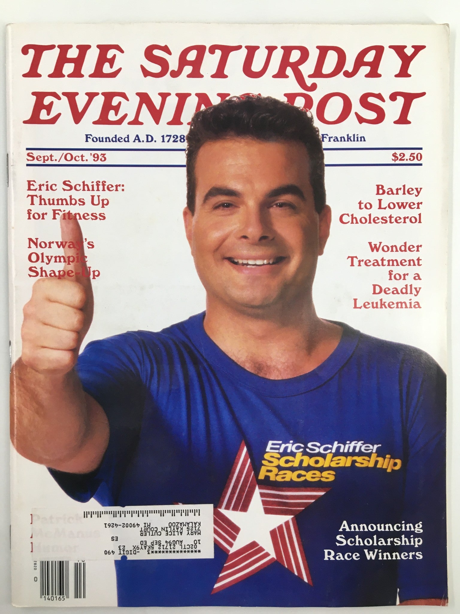 The Saturday Evening Post September 1993 Eric Schiffer Thumbs Up for Fitness