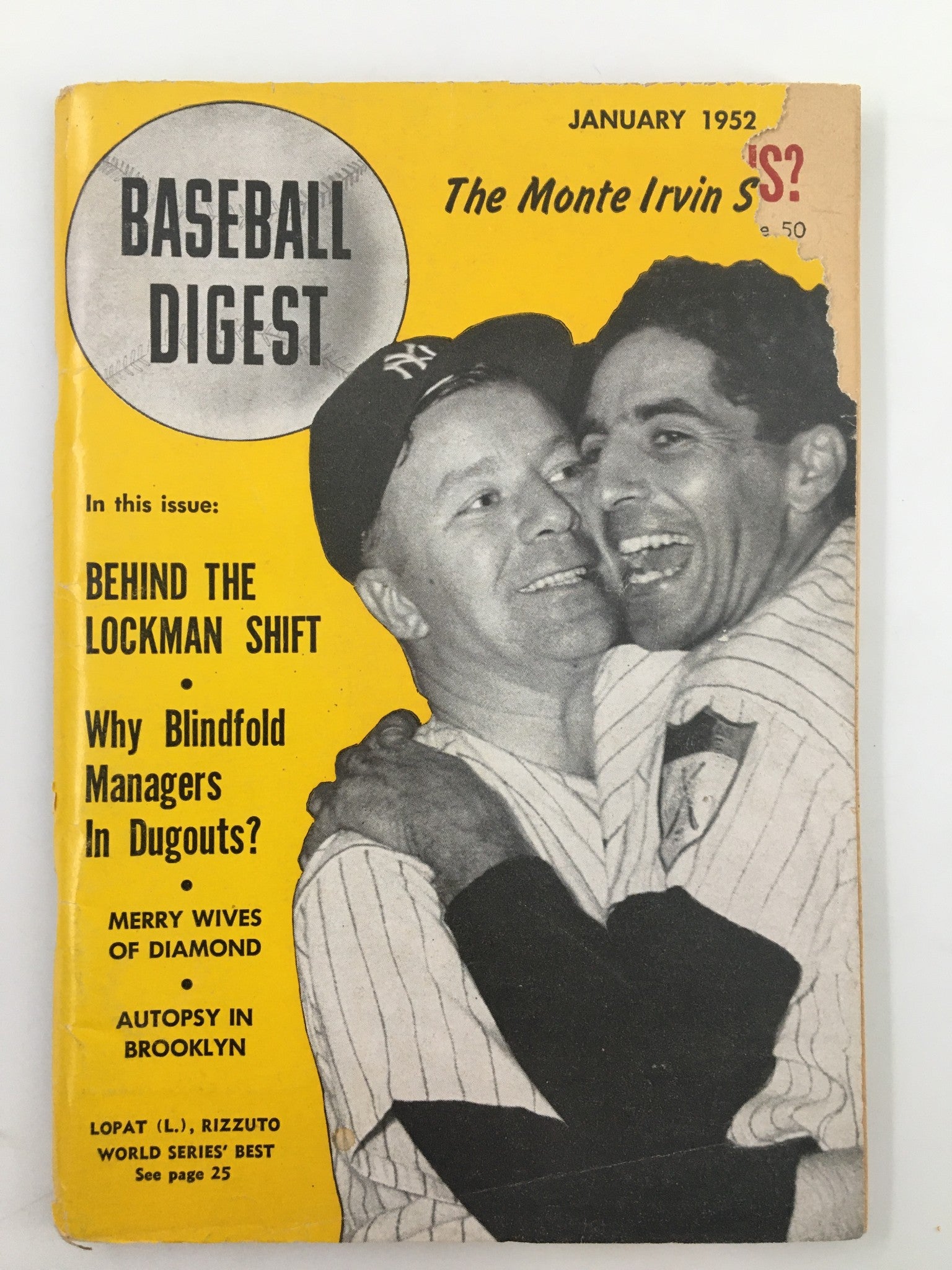 VTG Baseball Digest Magazine January 1952 Eddie Lopat & Phil Rizzuto No Label