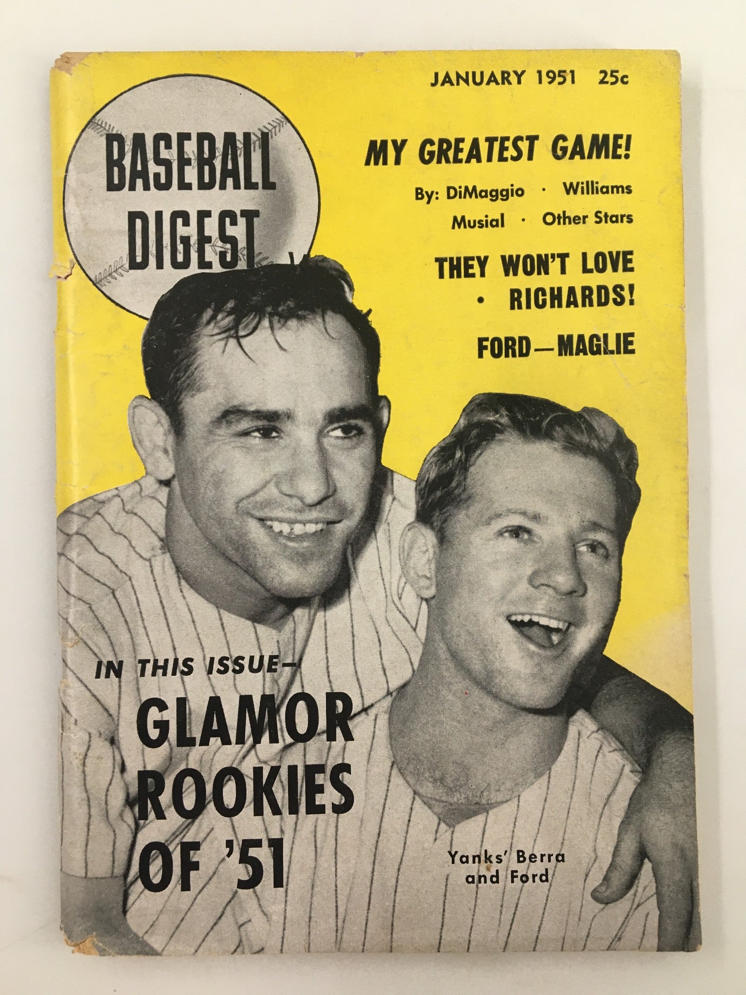 VTG Baseball Digest Magazine January 1951 Yogi Berra & Whitey Ford No Label