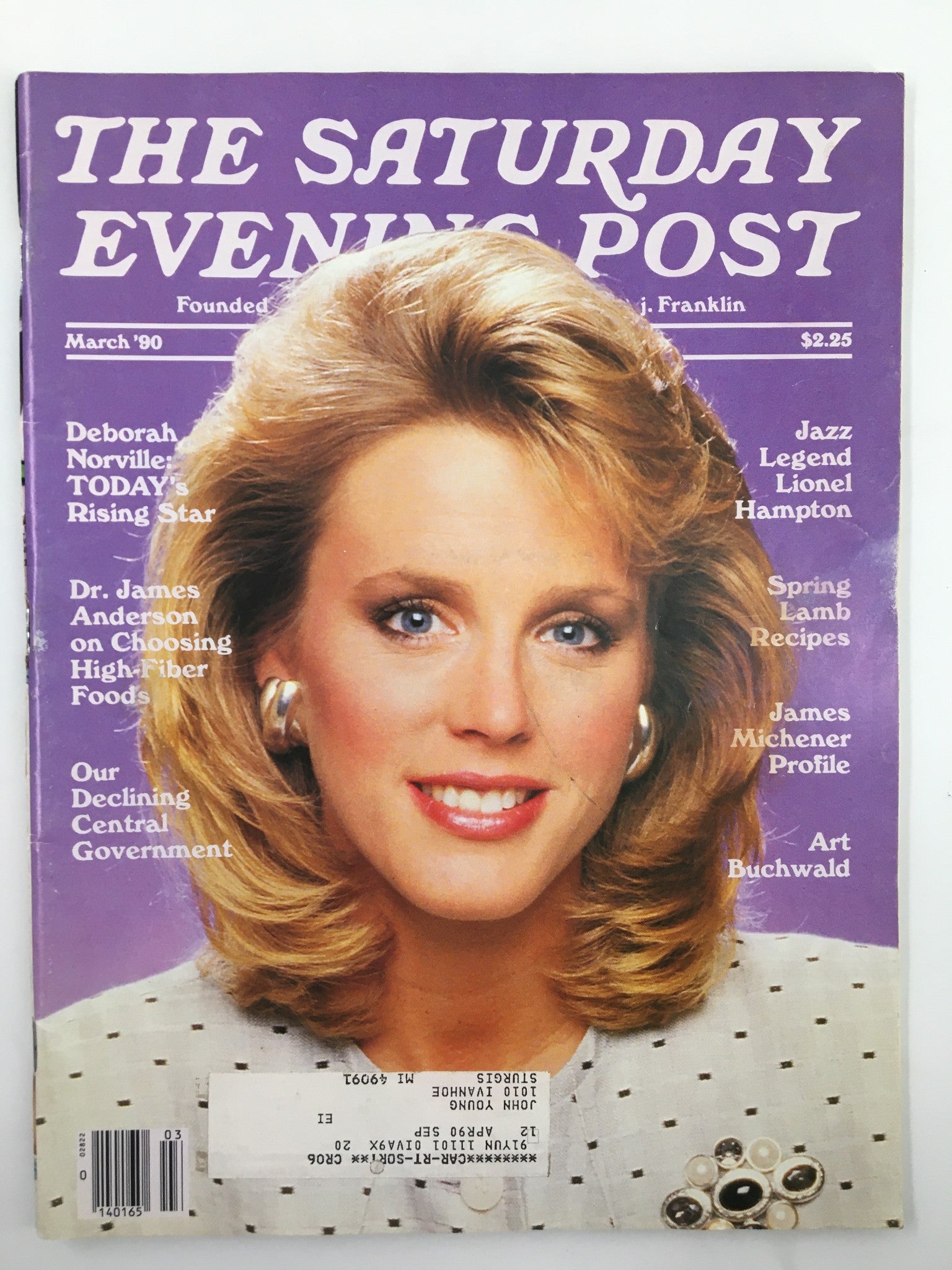 The Saturday Evening Post March 1990 Deborah Norville and Art Buchwald