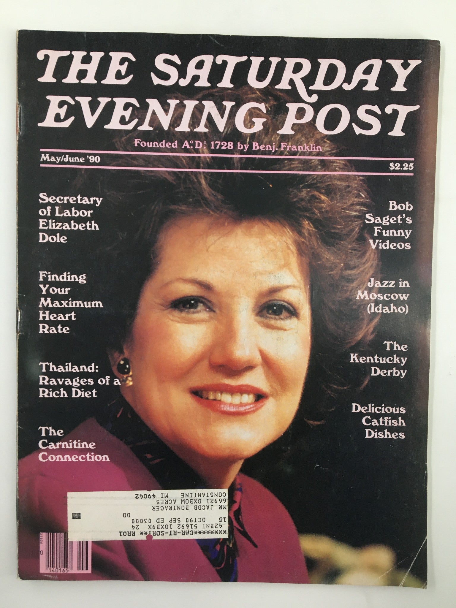 The Saturday Evening Post May 1990 Elizabeth Dole and Jazz in Moscow (Idaho)