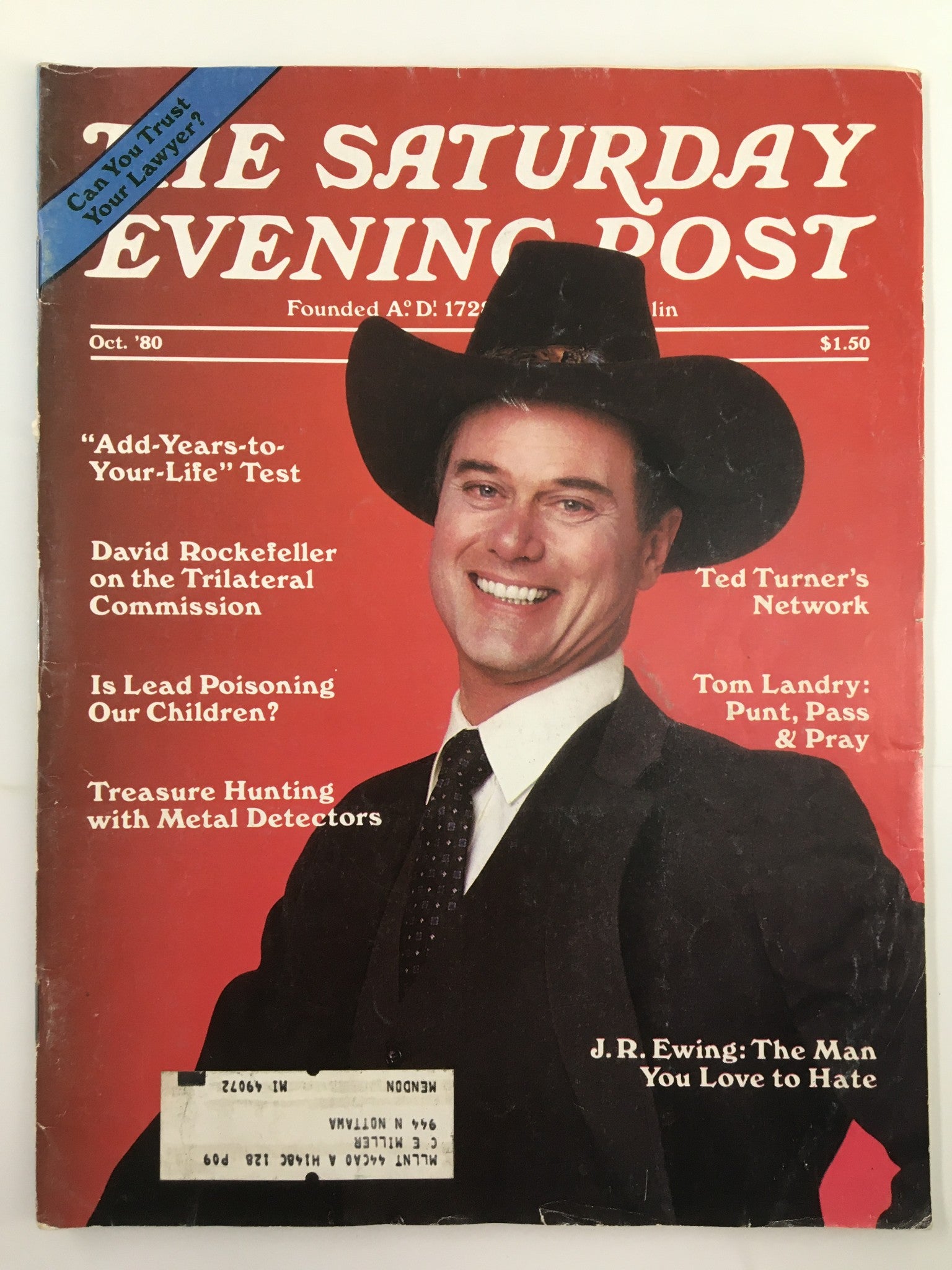 The Saturday Evening Post October 1980 J.R. Erwing The Man You Love to Hate