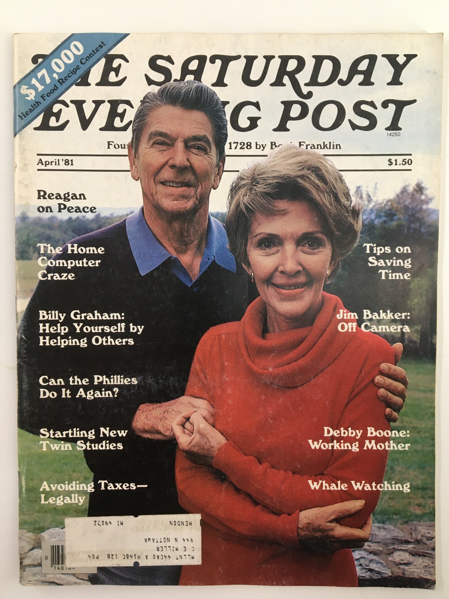 The Saturday Evening Post April 1981 Ronald and Nancy Reagan on Peace