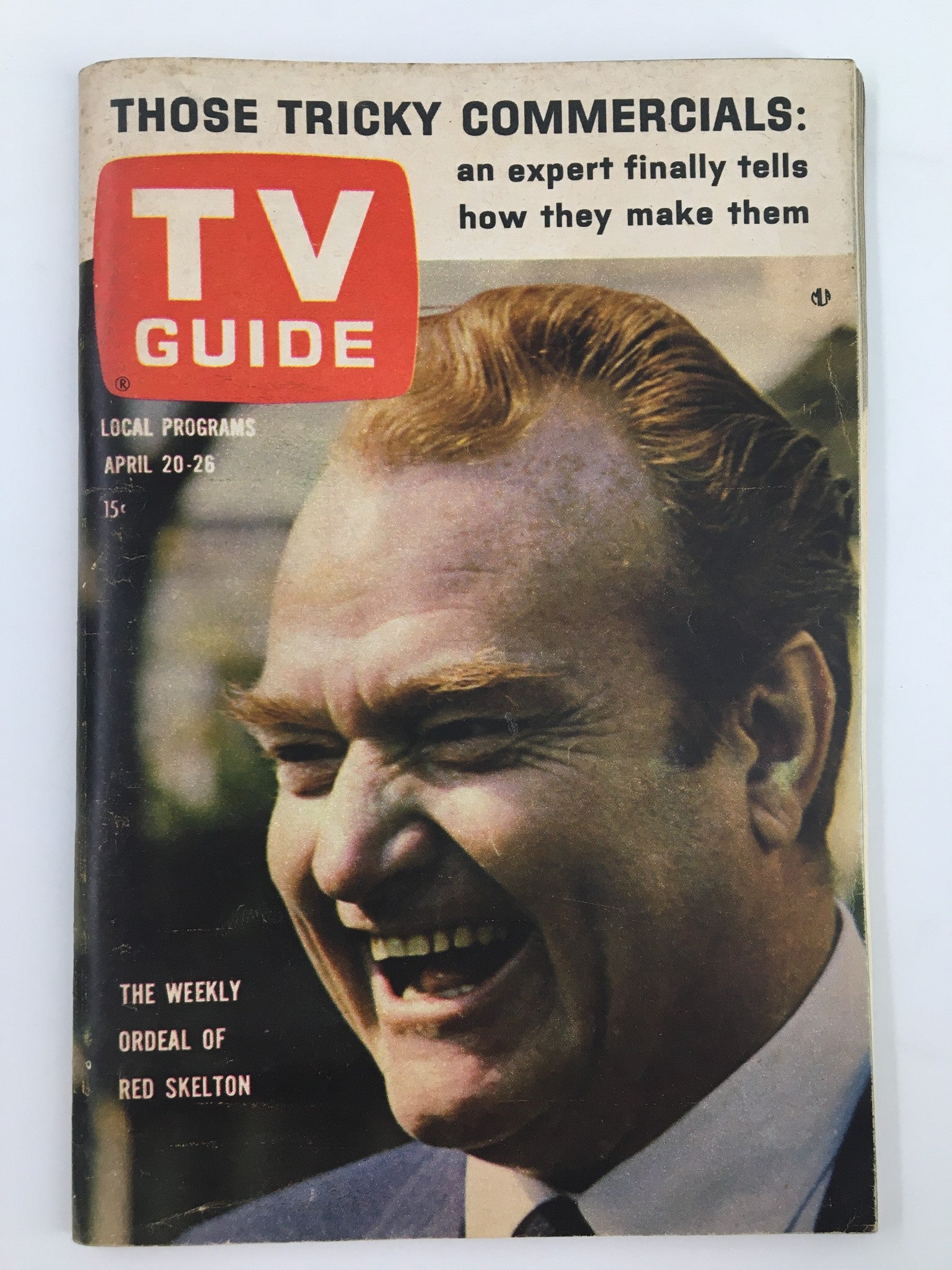 Cover of TV Guide Magazine April 20 1963 featuring Red Skelton laughing. This New York Metro Edition highlights 'Those Tricky Commercials' inside.