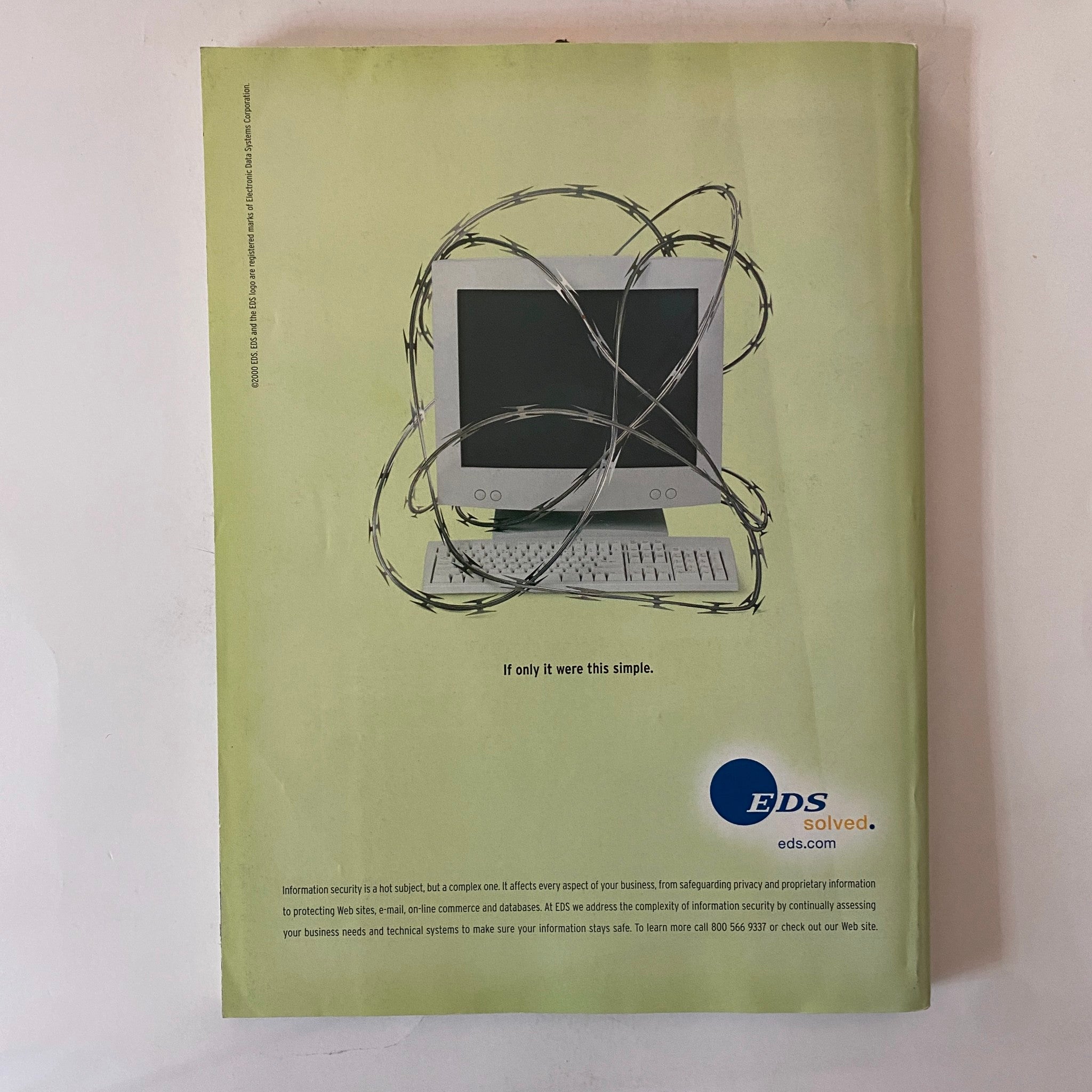 Back cover of Fortune Magazine June 12, 2000, presenting an advertisement for EDS with the tagline 'If only it were this simple', related to information security.