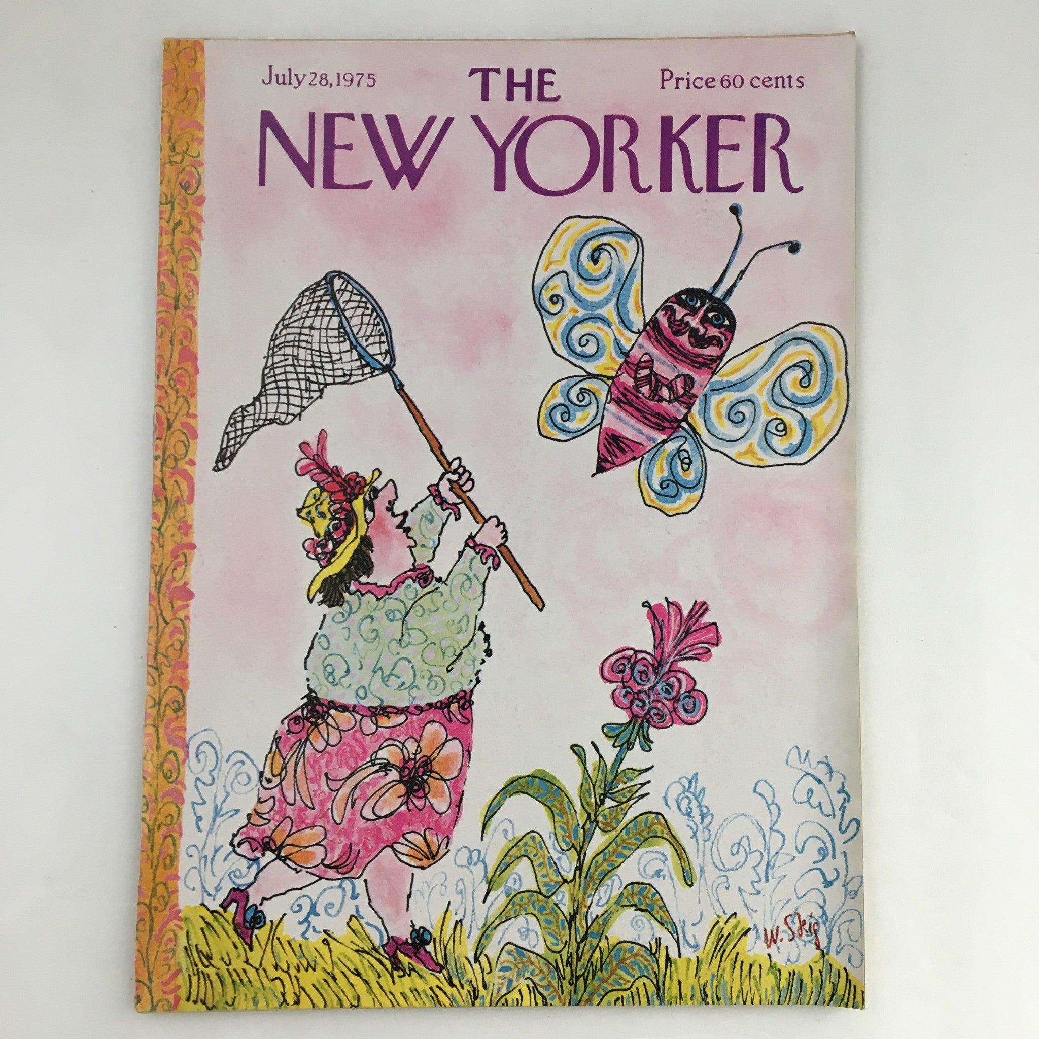 The New Yorker Magazine July 28 1975 Catching Butterfly by William Steig