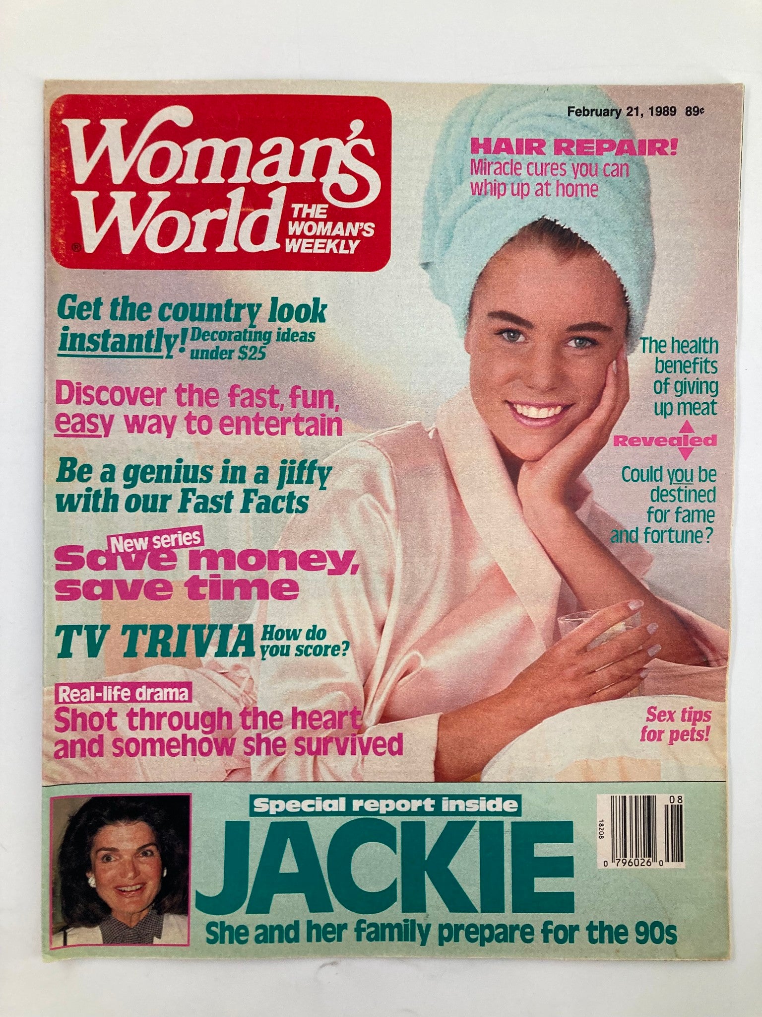 Woman's World Magazine February 21 1989 Jackie Kennedy Prepare for 90's No Label