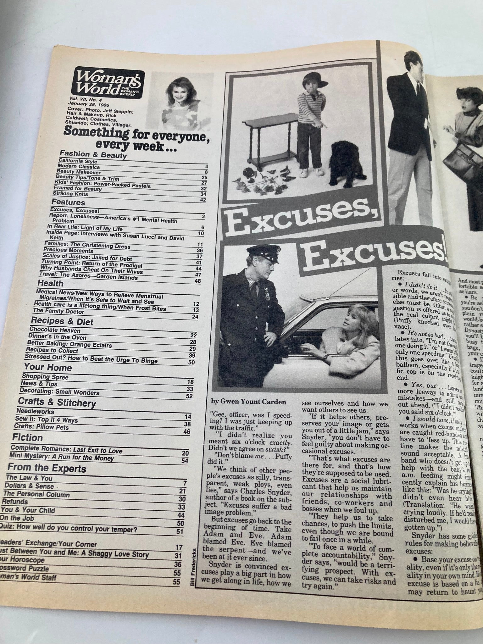 Woman's World Magazine January 28 1986 What Your Excuses Say About You No Label