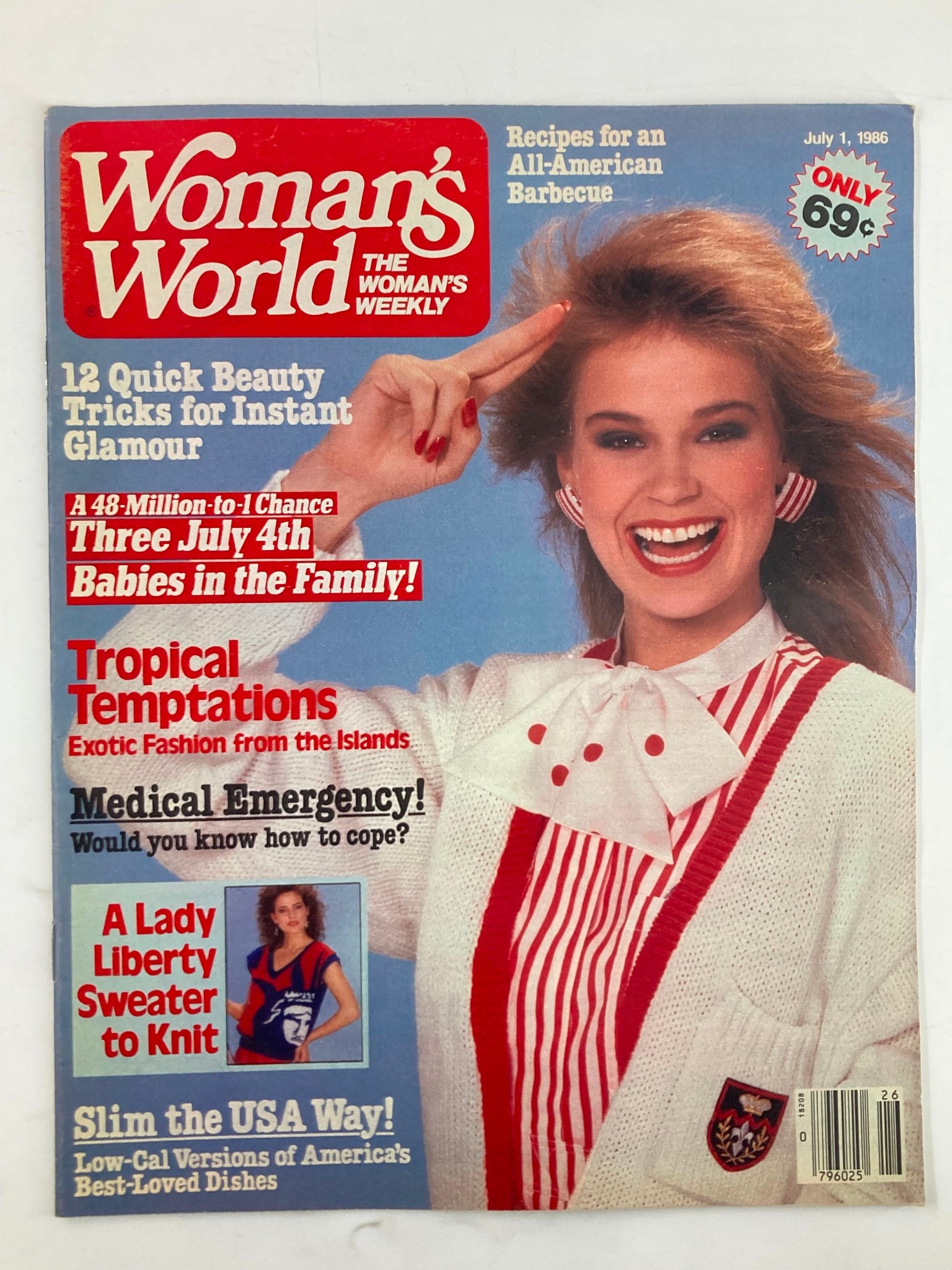 Woman's World Magazine July 1 1986 A Lady Liberty Sweater to Knit No Label