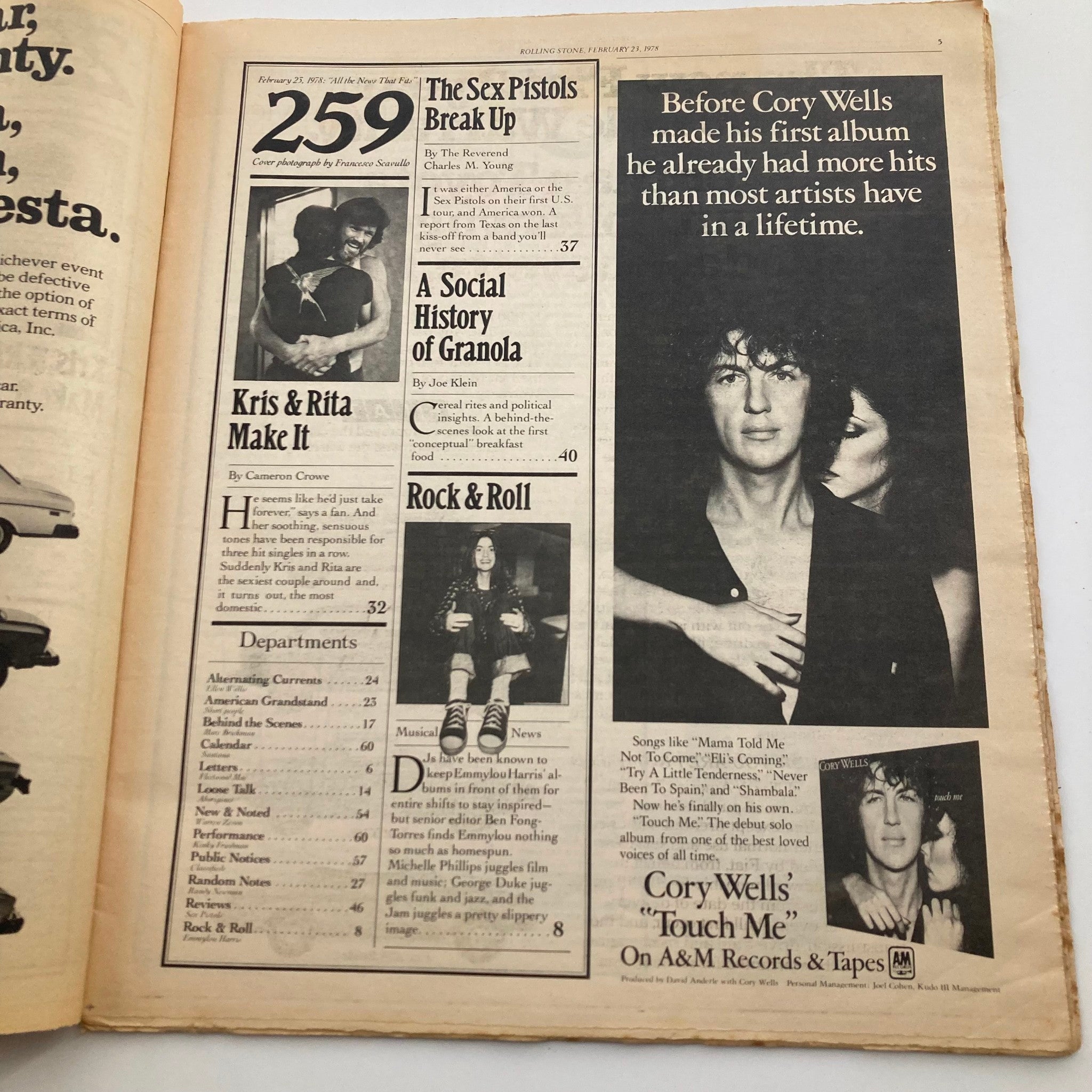 VTG Rolling Stone Magazine February 23 1978 No. 259 Rita and Kris No Label