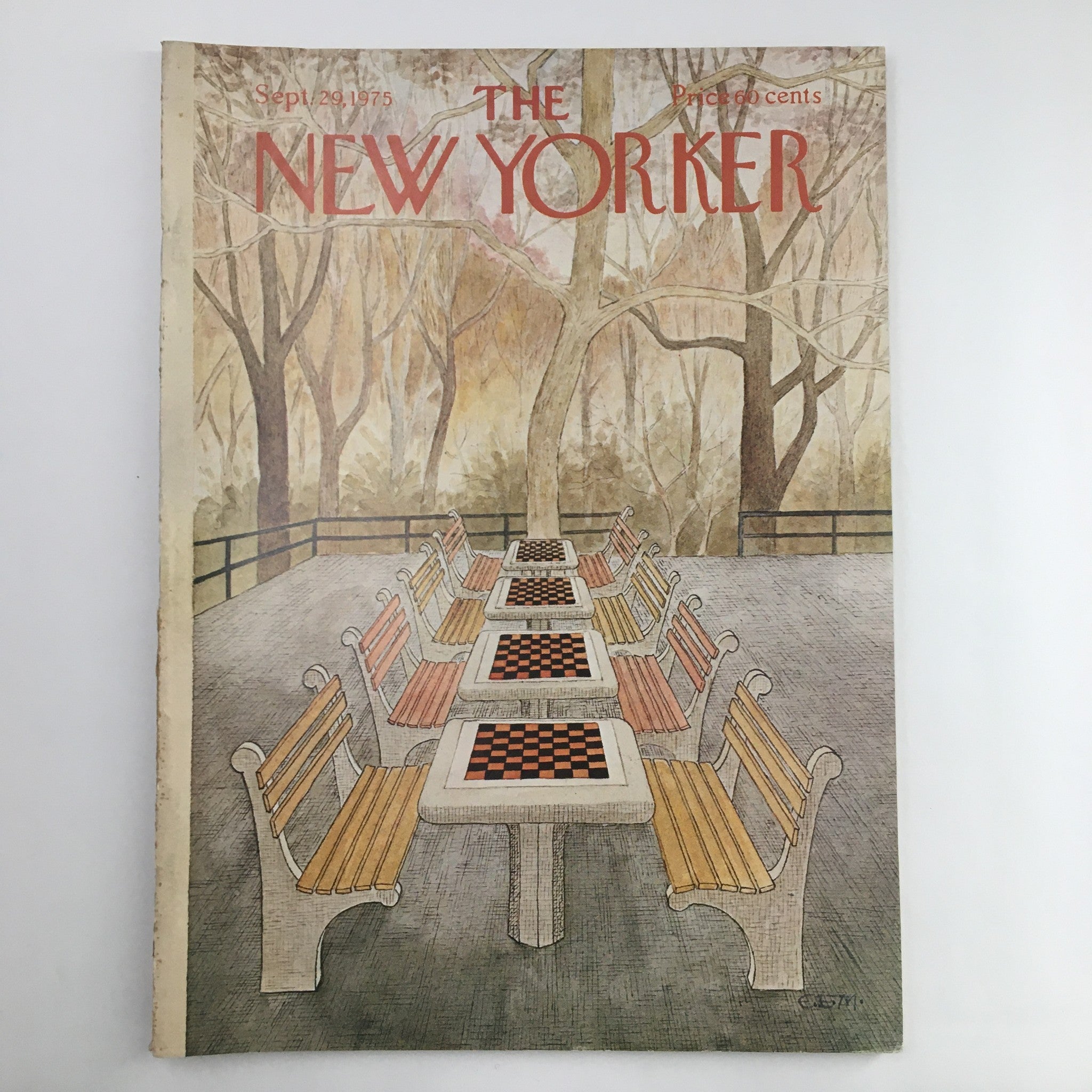 The New Yorker Magazine September 29 1975 Chess Game Tables by Charles E. Martin