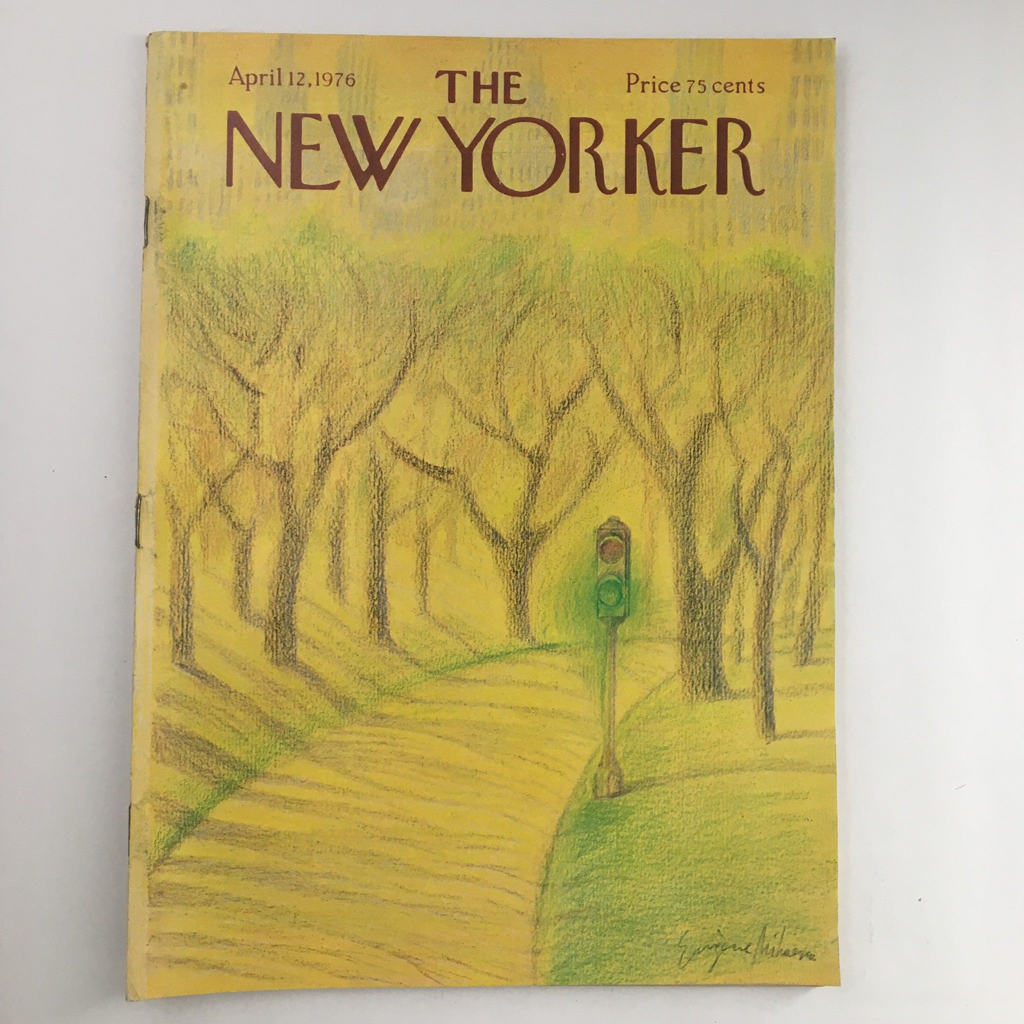 The New Yorker Magazine April 12 1976 Traffic Light Rural Road Eugene Mihaesco