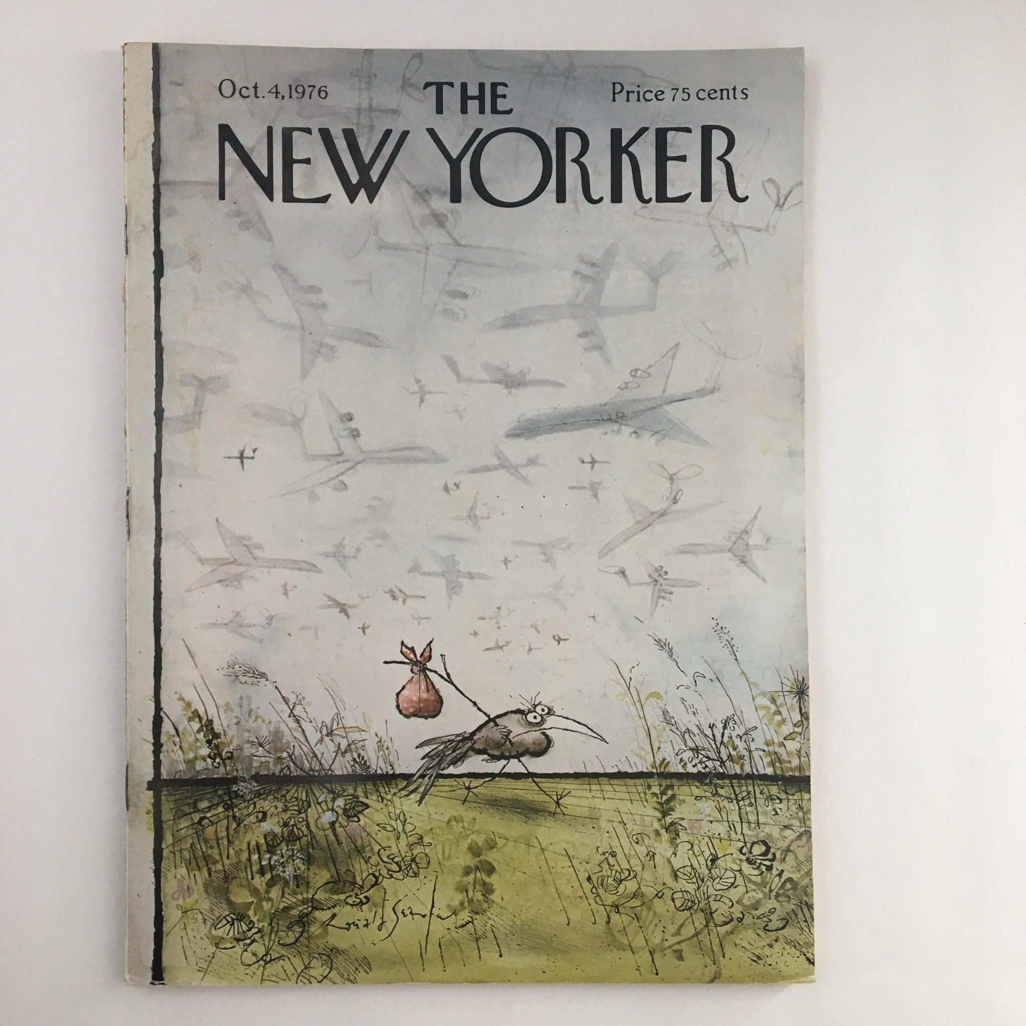 The New Yorker Magazine October 4 1976 Bird with a Hobostick by Ronald Searle